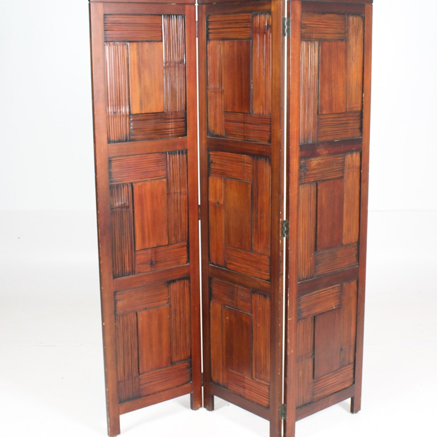 Tri-Paneled Wooden Room Divider