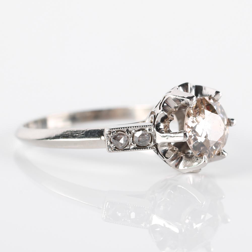 Platinum and Old European Cut Diamond Ring