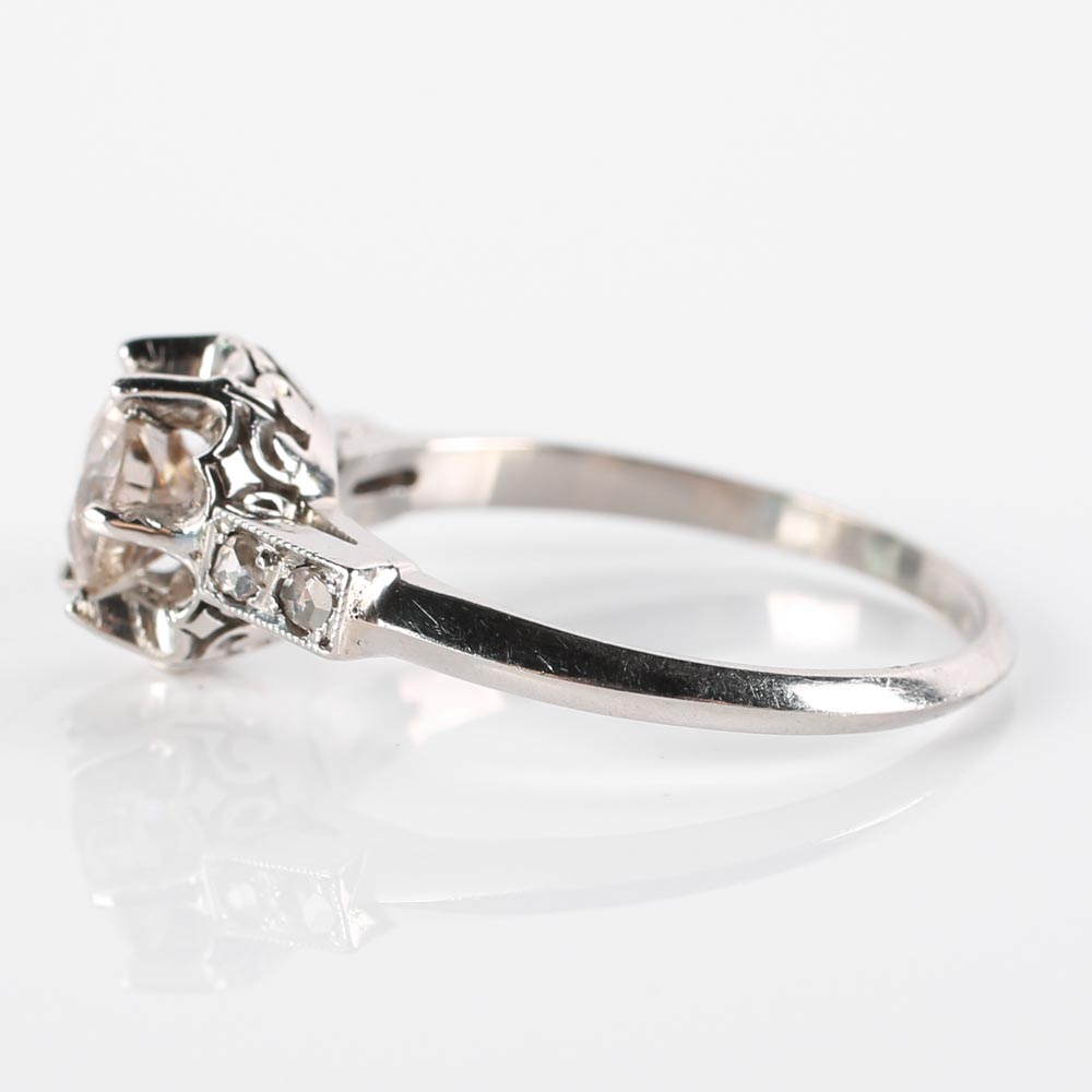 Platinum and Old European Cut Diamond Ring
