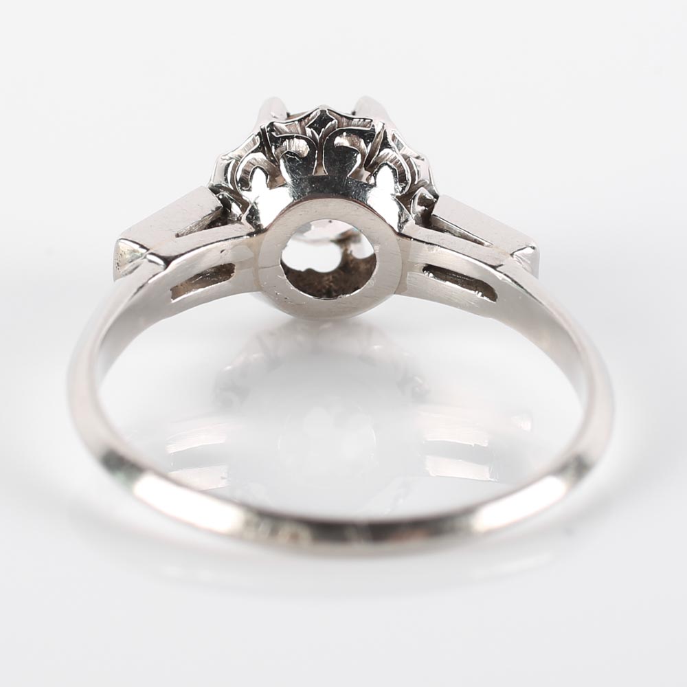Platinum and Old European Cut Diamond Ring