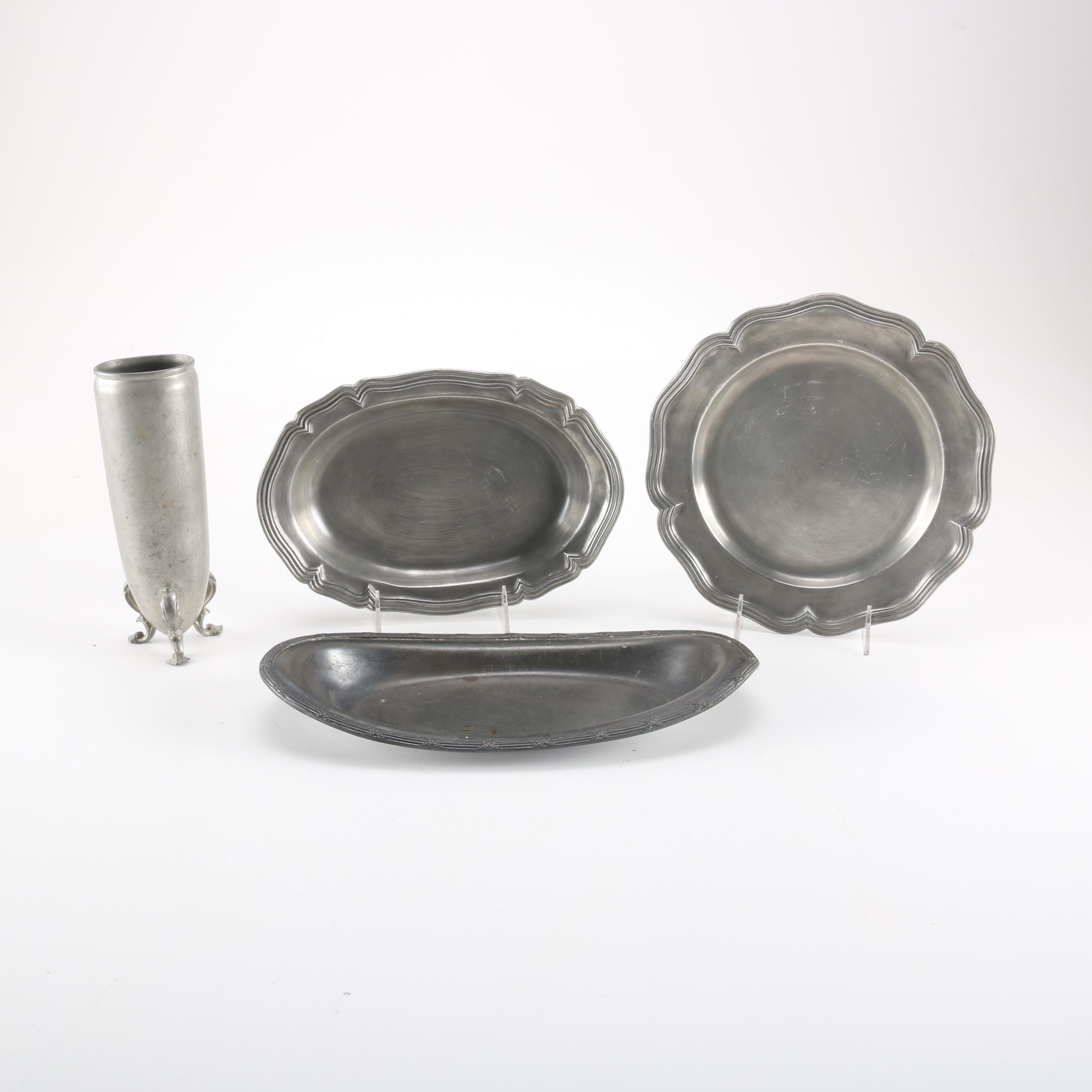 Assortment of Pewter and Silver Tone Tableware
