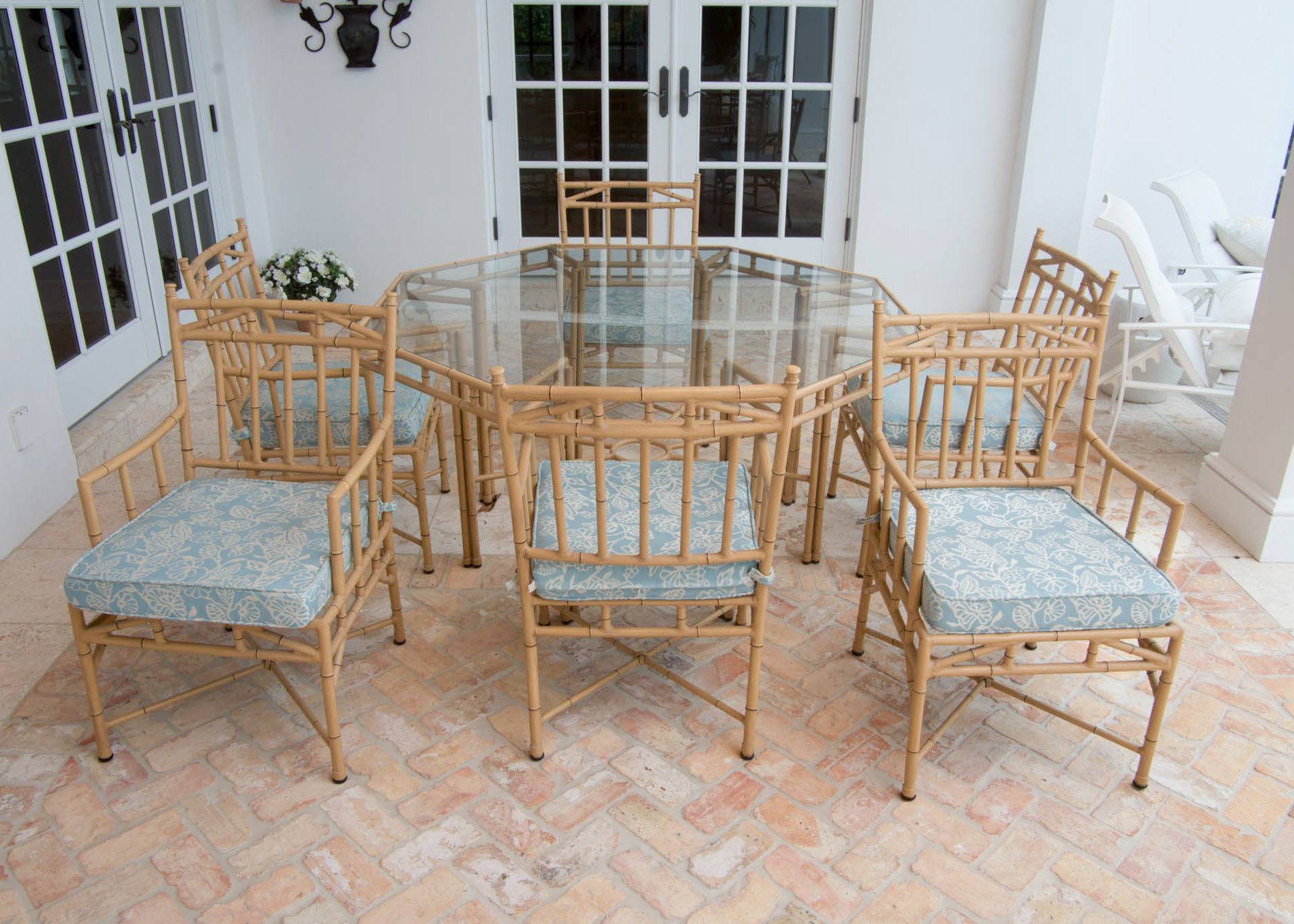 Faux Bamboo Patio Furniture Dining Set