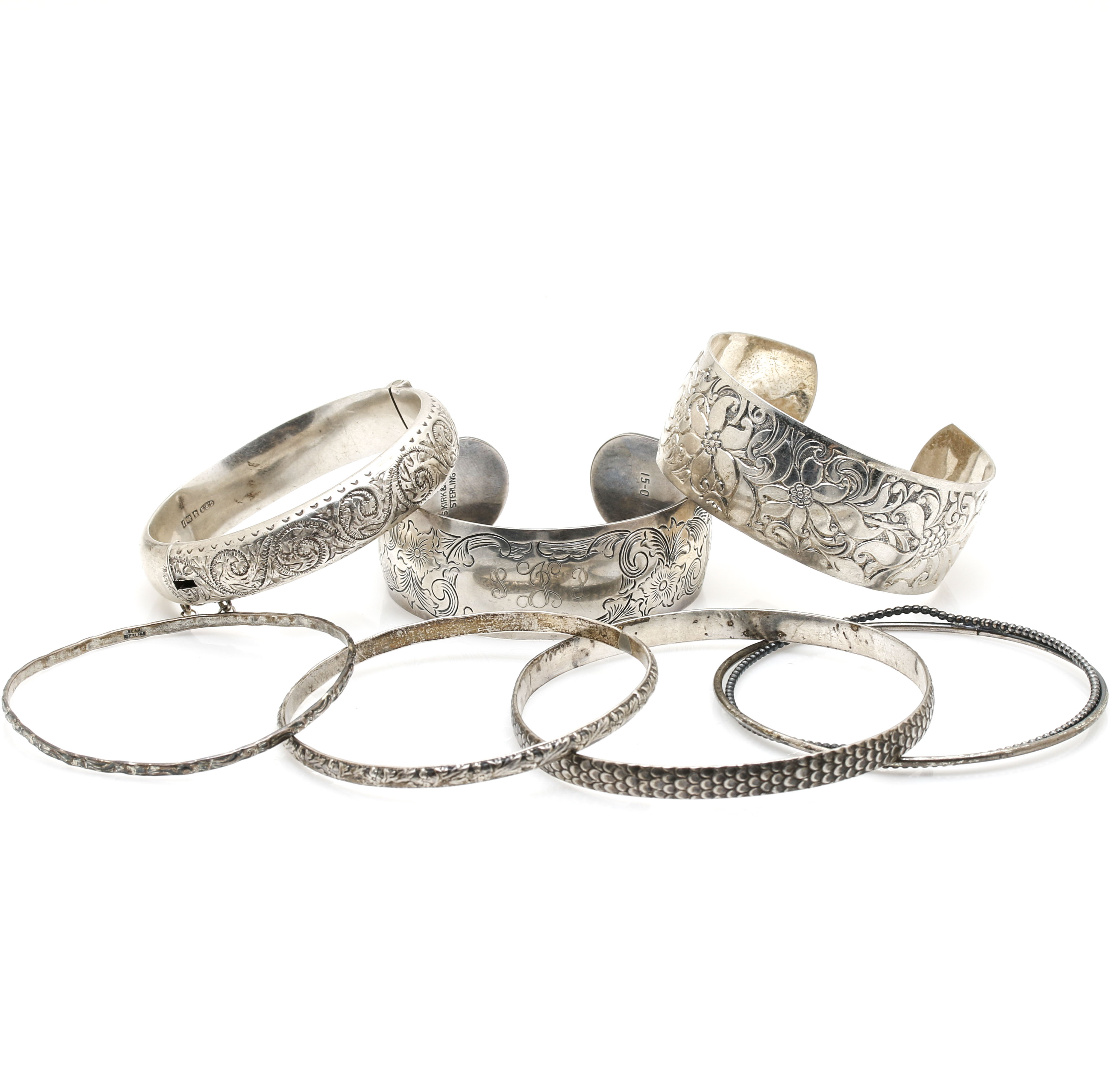 Sterling Silver Bangles With Danecraft and S. Kirk and Son, Birmingham, and Beau Sterling