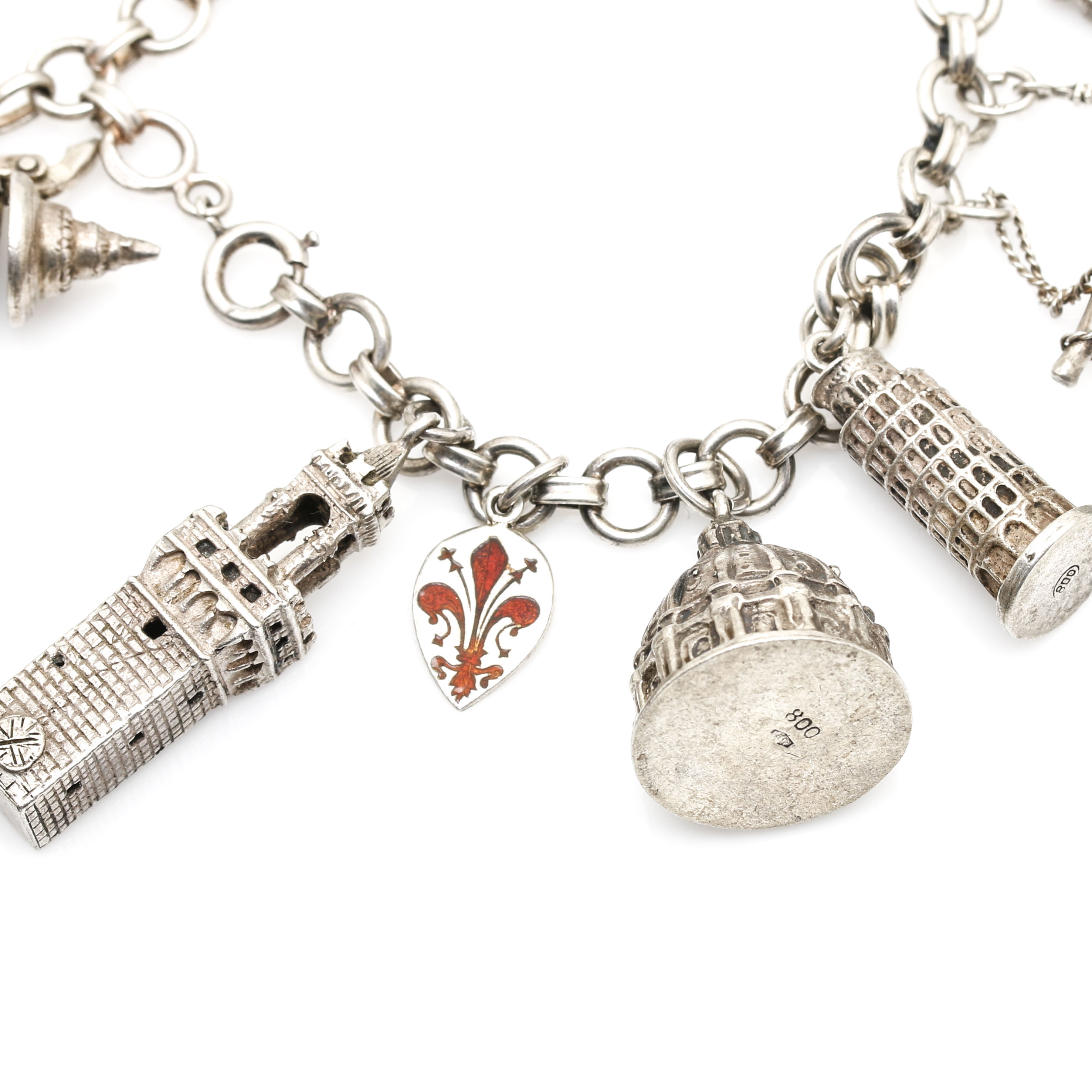 Sterling Silver European Vacation Charm Bracelet