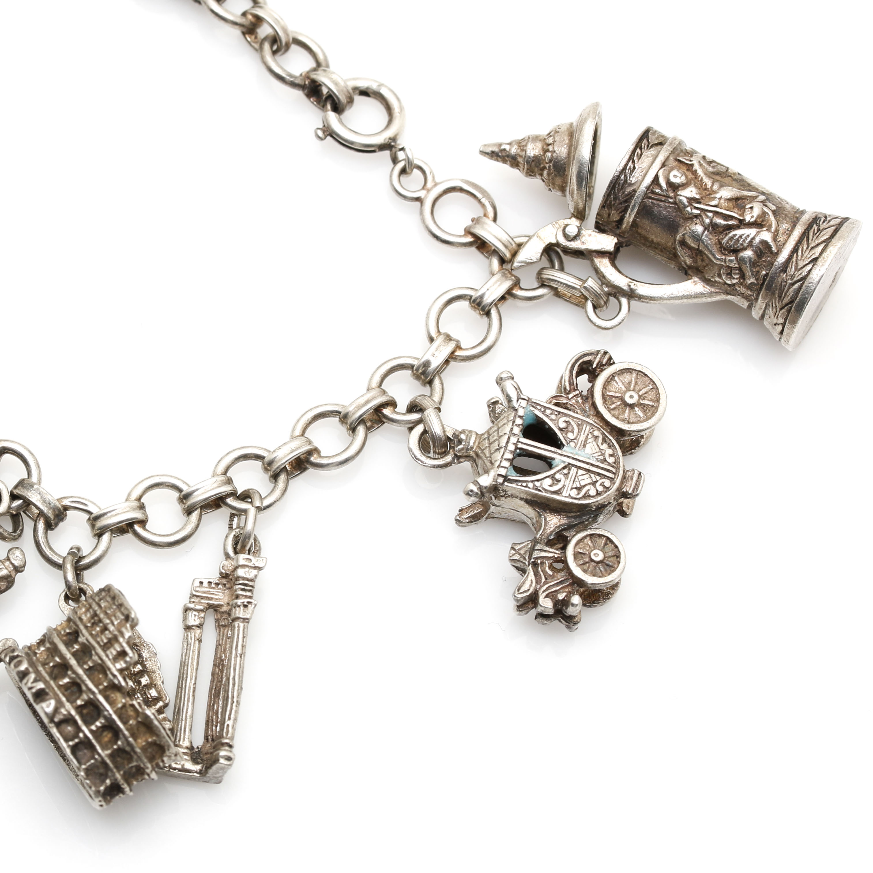 Sterling Silver European Vacation Charm Bracelet