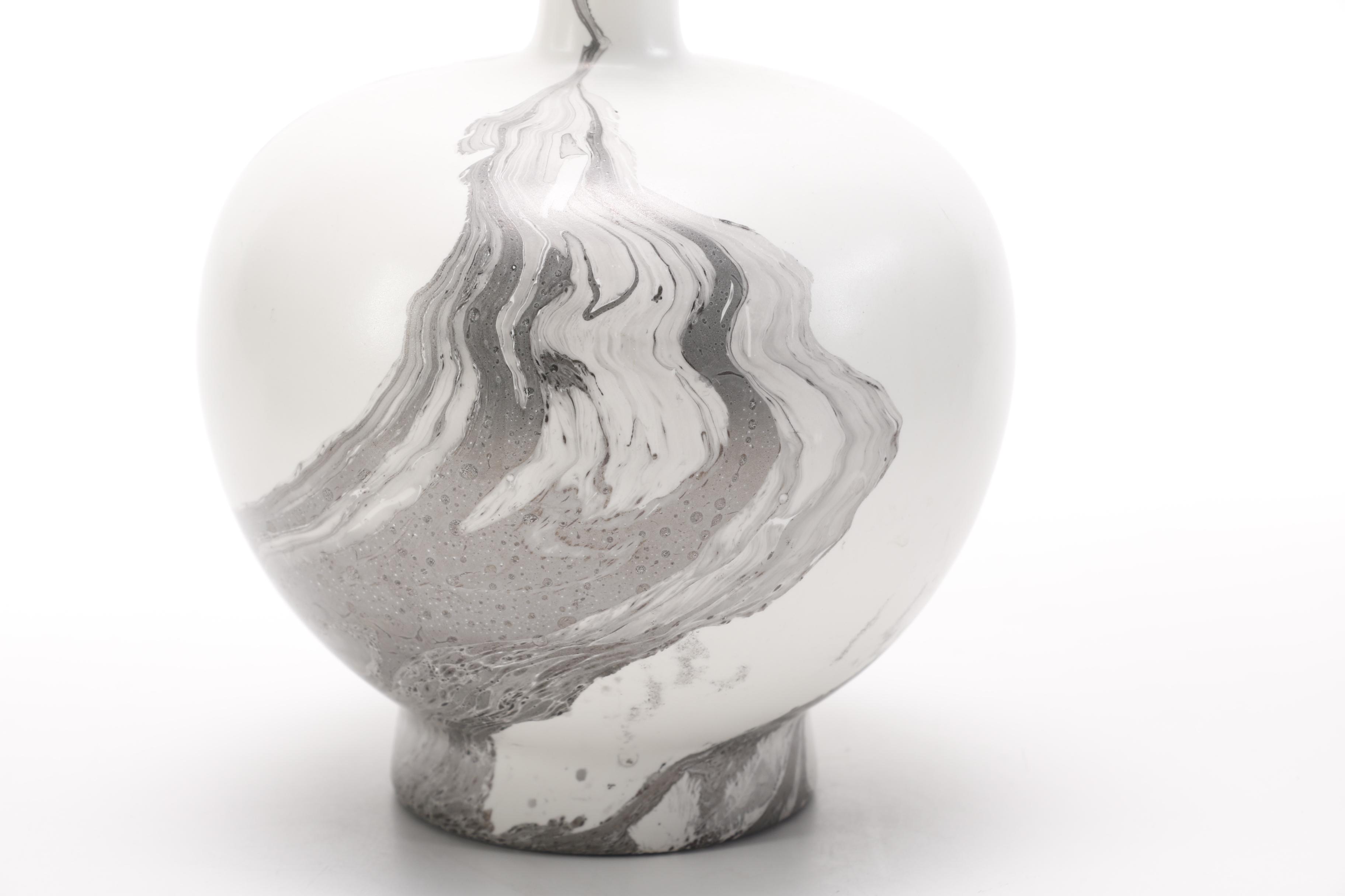 Royal Haeger Black and White Marbled Pottery Vase