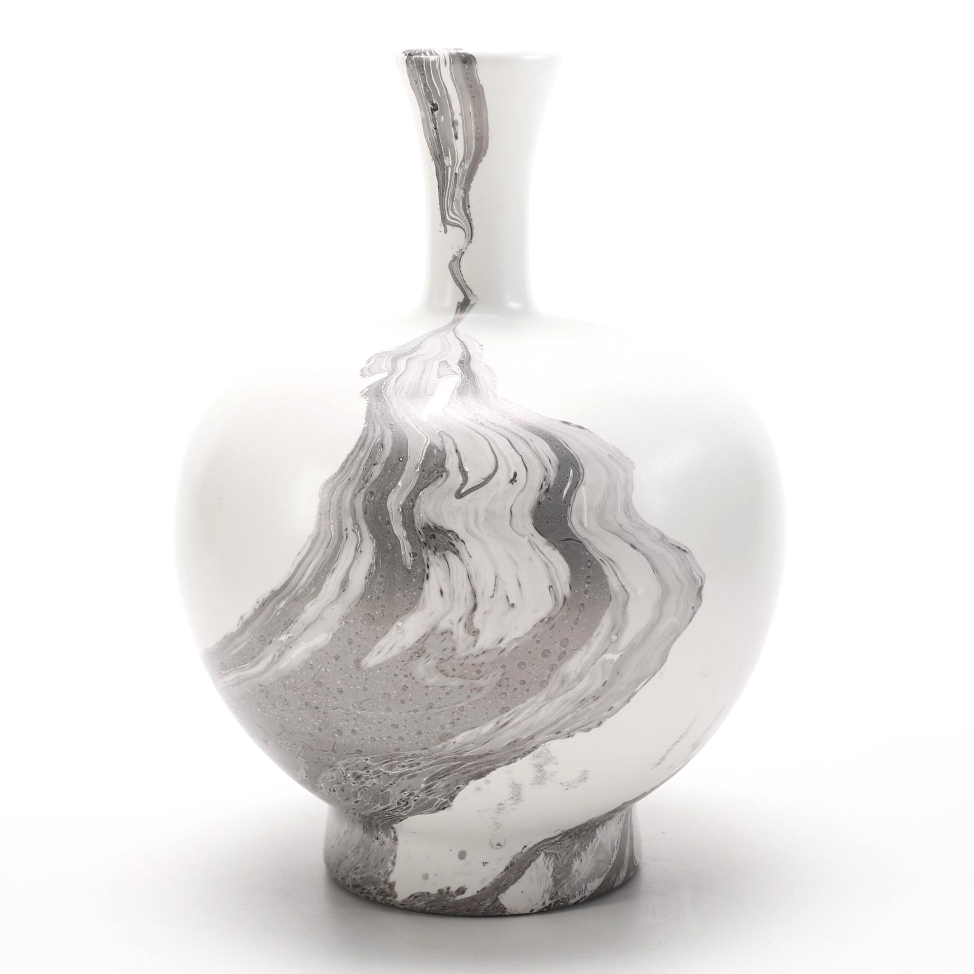 Royal Haeger Black and White Marbled Pottery Vase