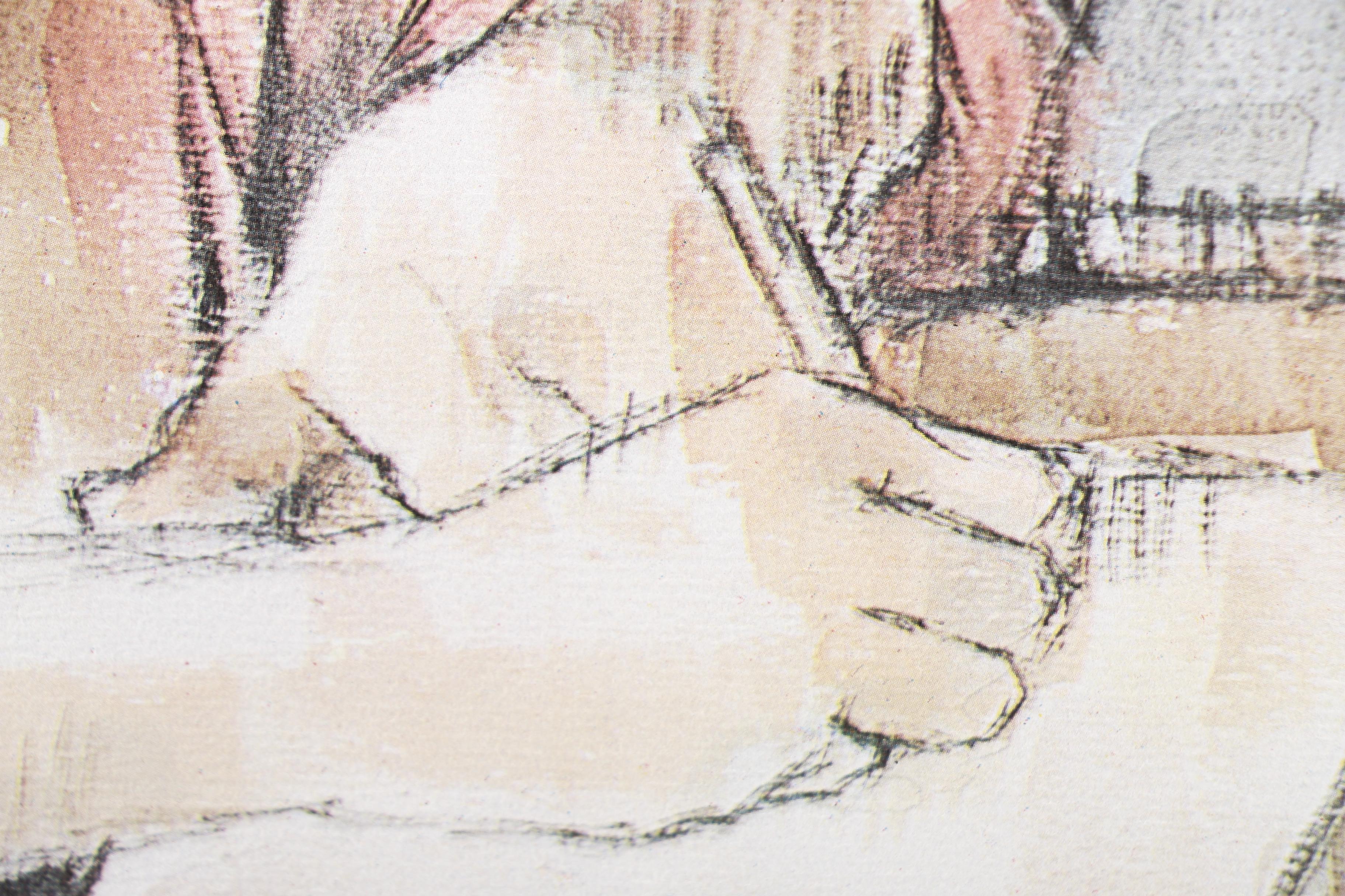 1965 Cortland Butterfield Limited Edition Offset Lithograph "Man at Desk"