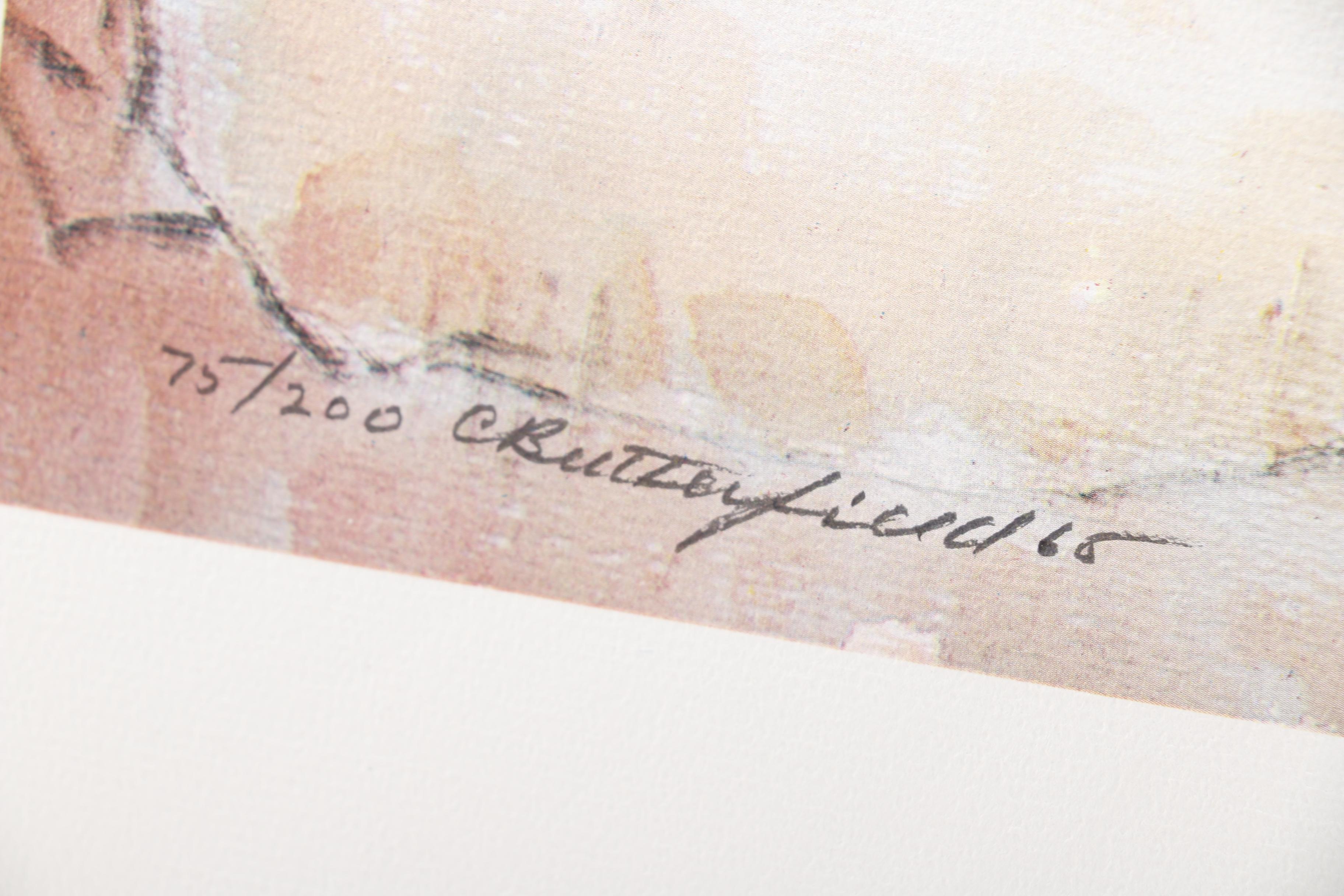 1965 Cortland Butterfield Limited Edition Offset Lithograph "Man at Desk"