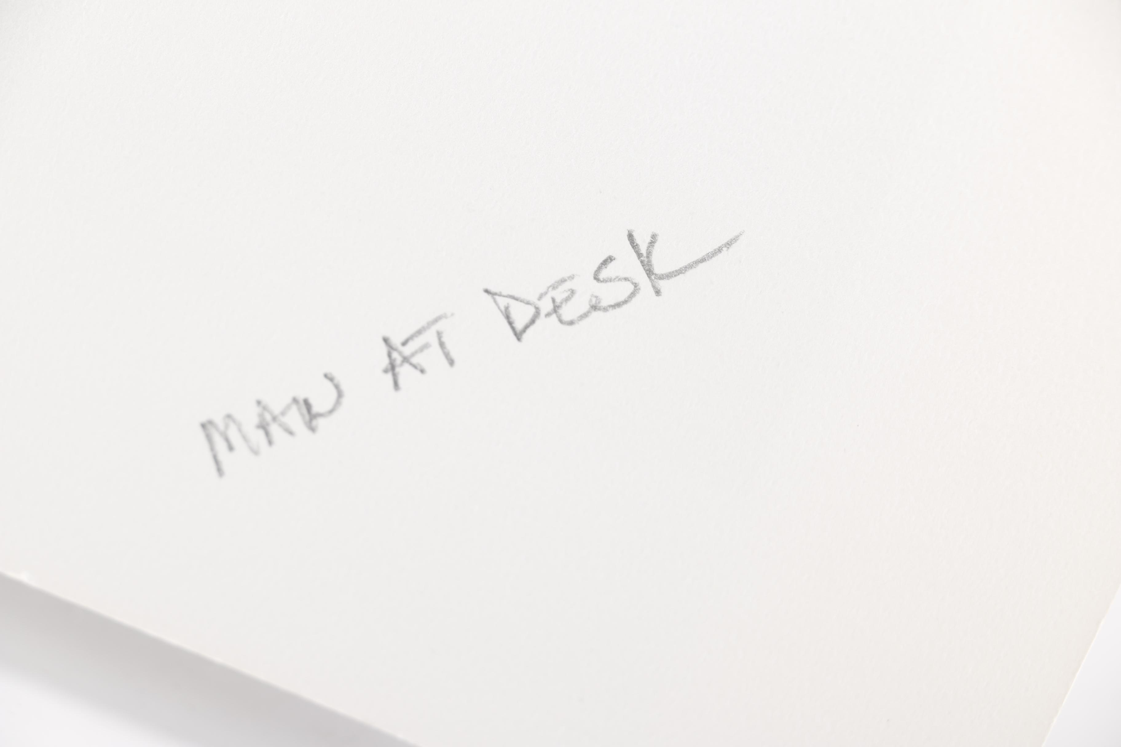 1965 Cortland Butterfield Limited Edition Offset Lithograph "Man at Desk"