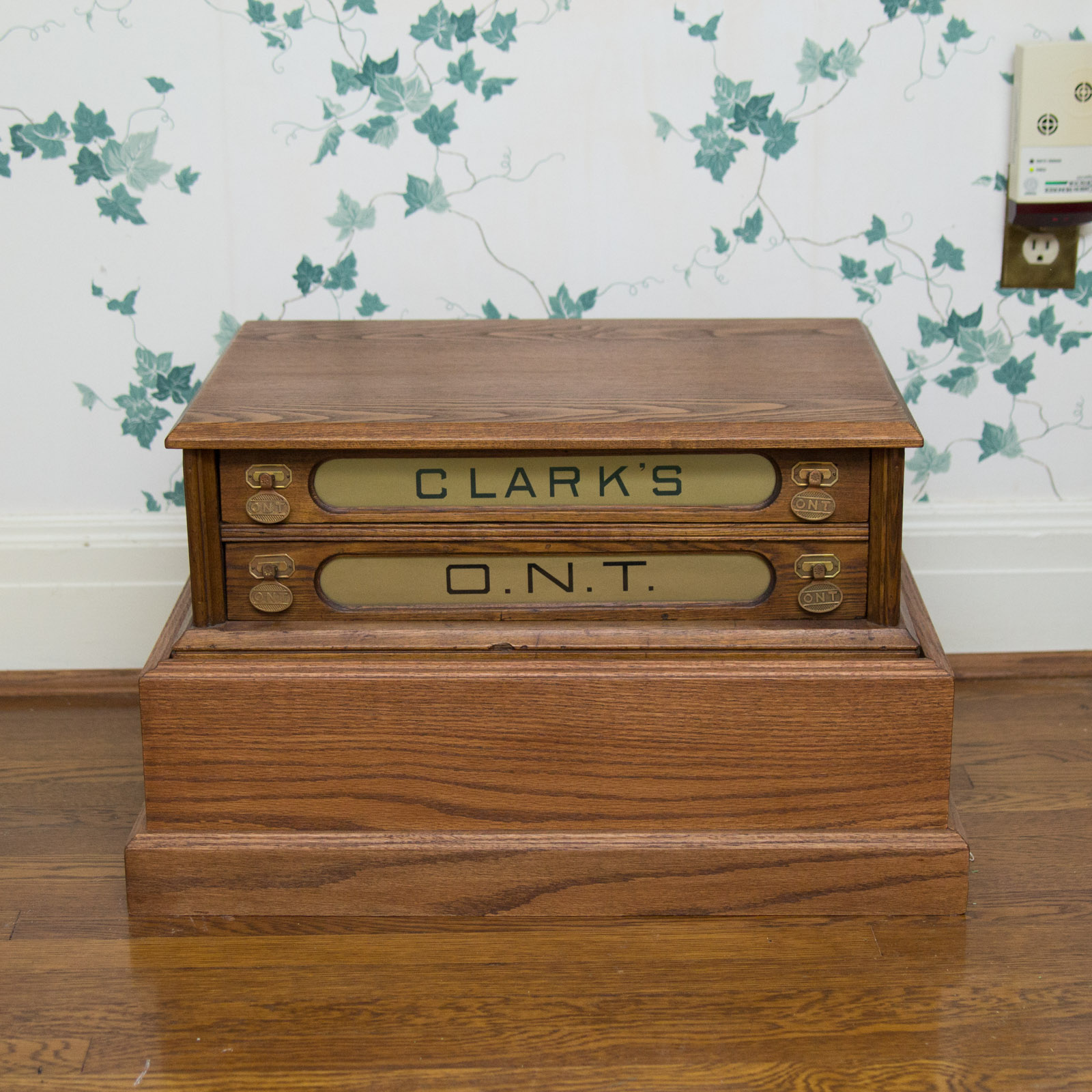 Antique Clark's O.N.T. Cotton Spool Cabinet with Base