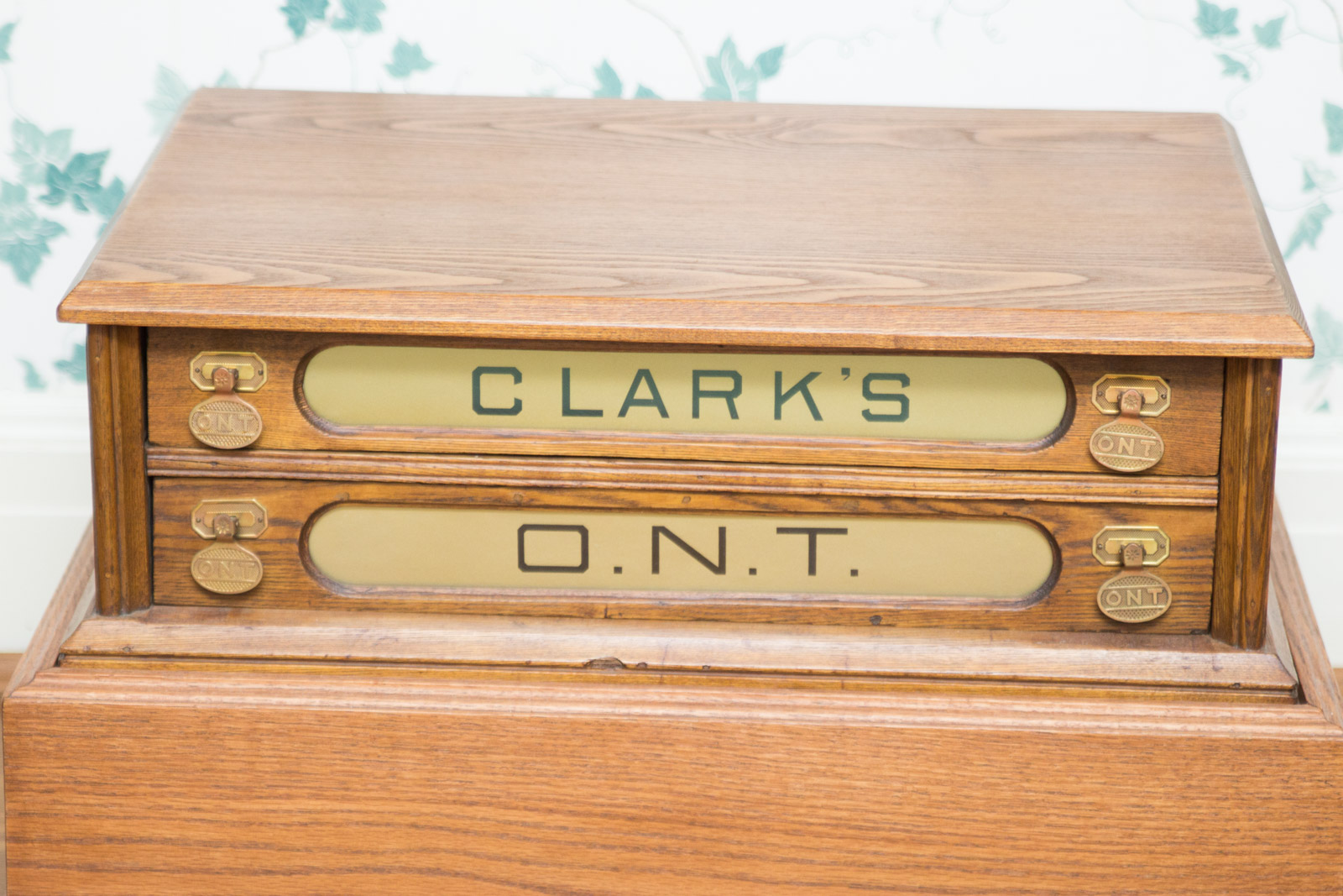 Antique Clark's O.N.T. Cotton Spool Cabinet with Base