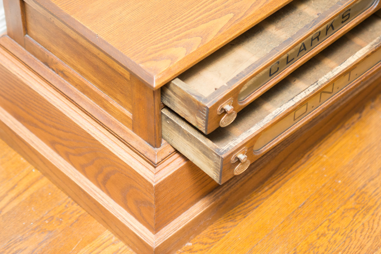 Antique Clark's O.N.T. Cotton Spool Cabinet with Base