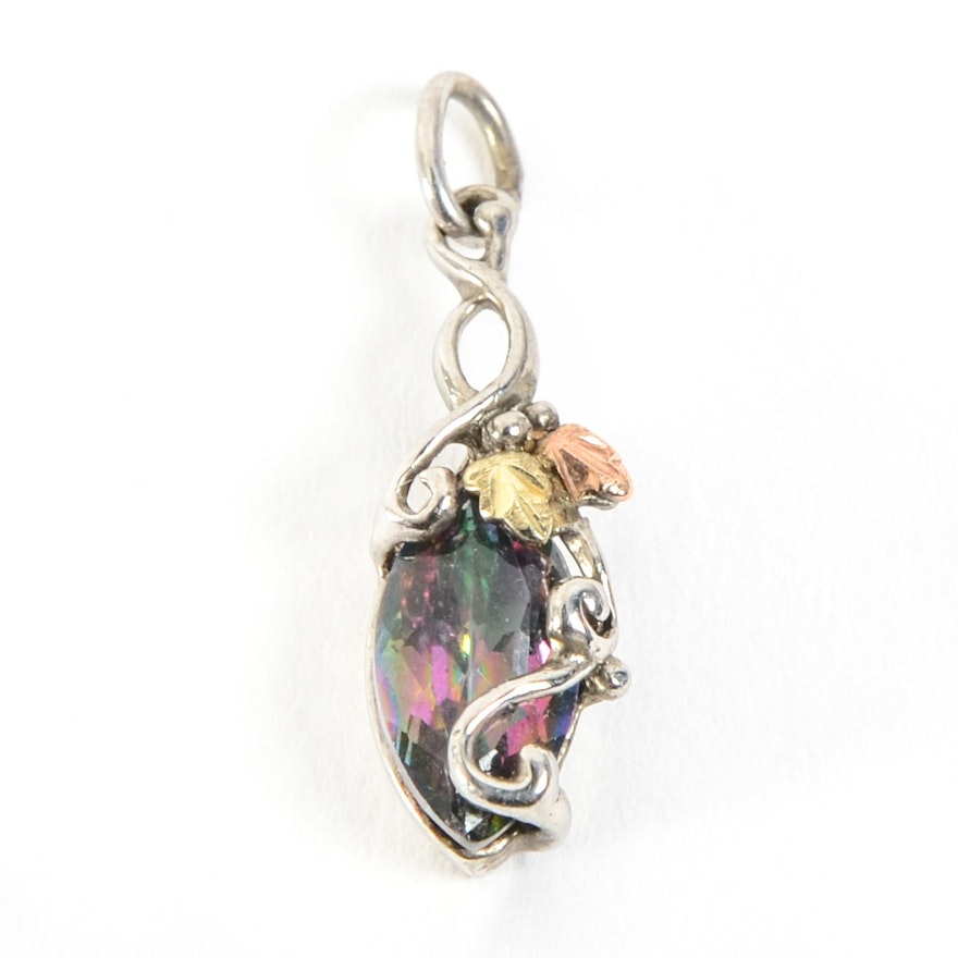 Sterling Silver Pendant with Marquise Mystic Topaz