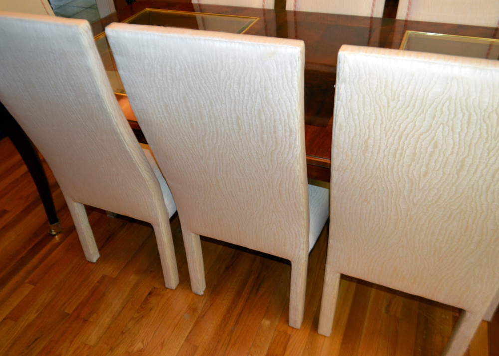 Glass and Wood Dining Room Table and Chairs