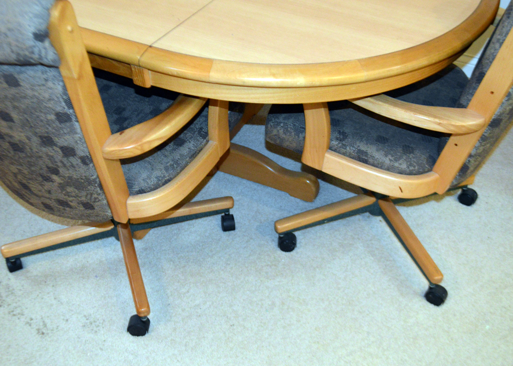 Oak Dinette Set With Casters