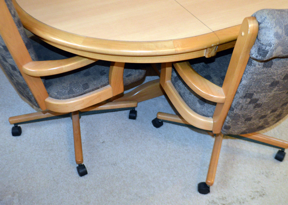 Oak Dinette Set With Casters