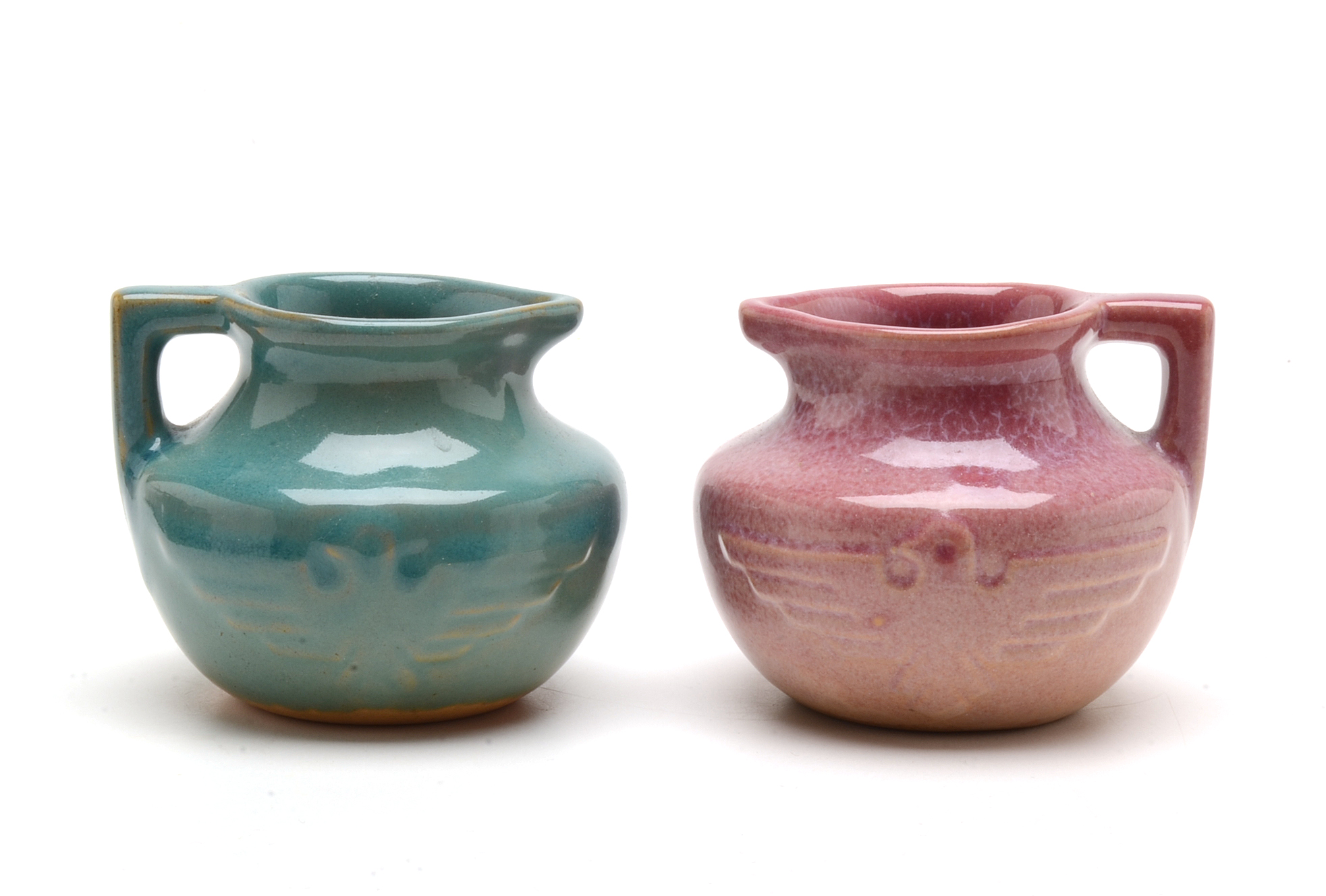 Collection of Frankoma Pottery Miniature Thunderbird Pitchers