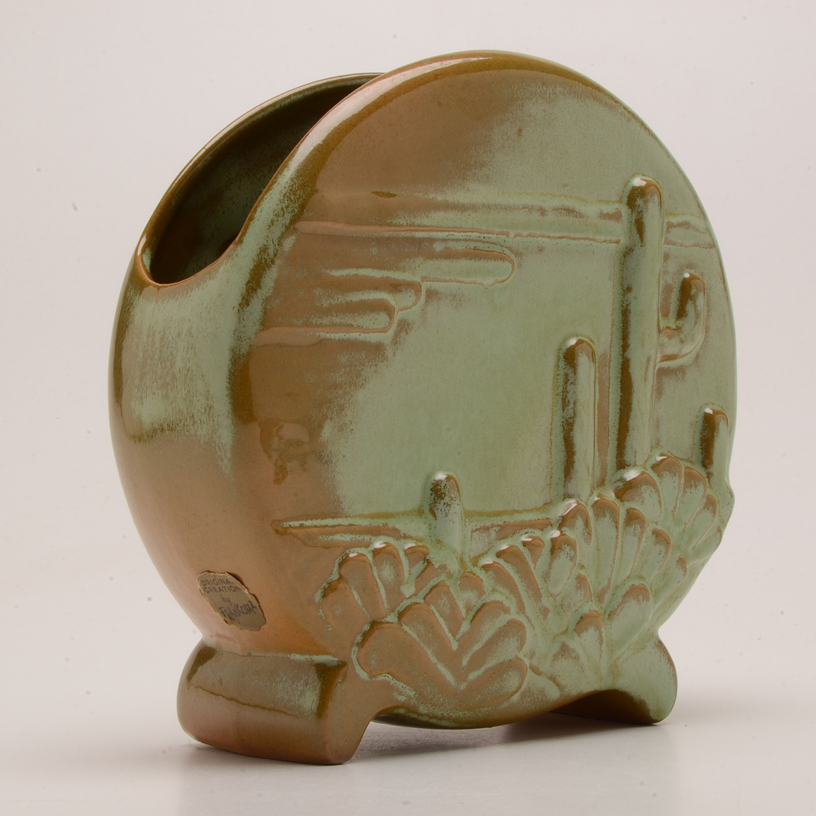 Frankoma Pottery Prairie Green Vase and Planter