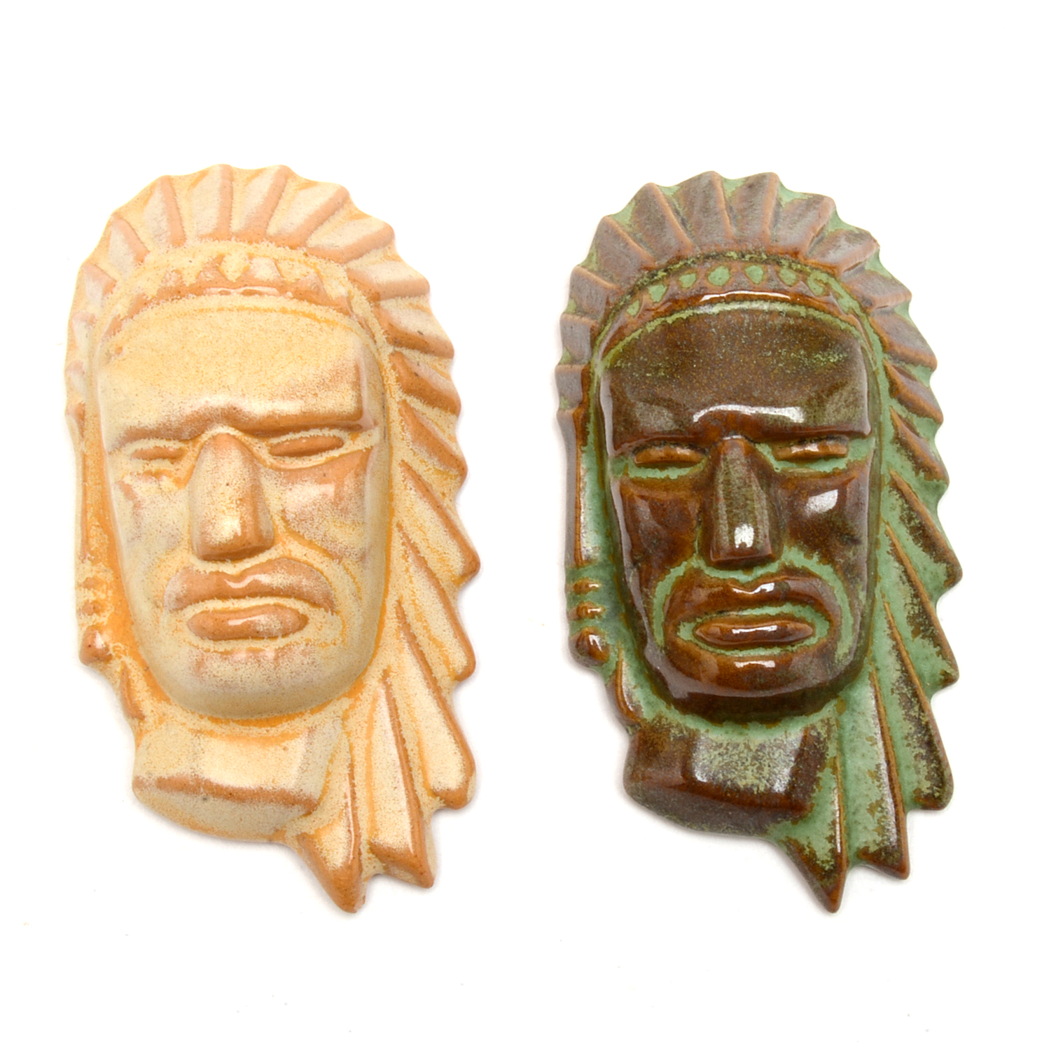 Frankoma Pottery "Indian Head" Plaques and Mudhead Mug