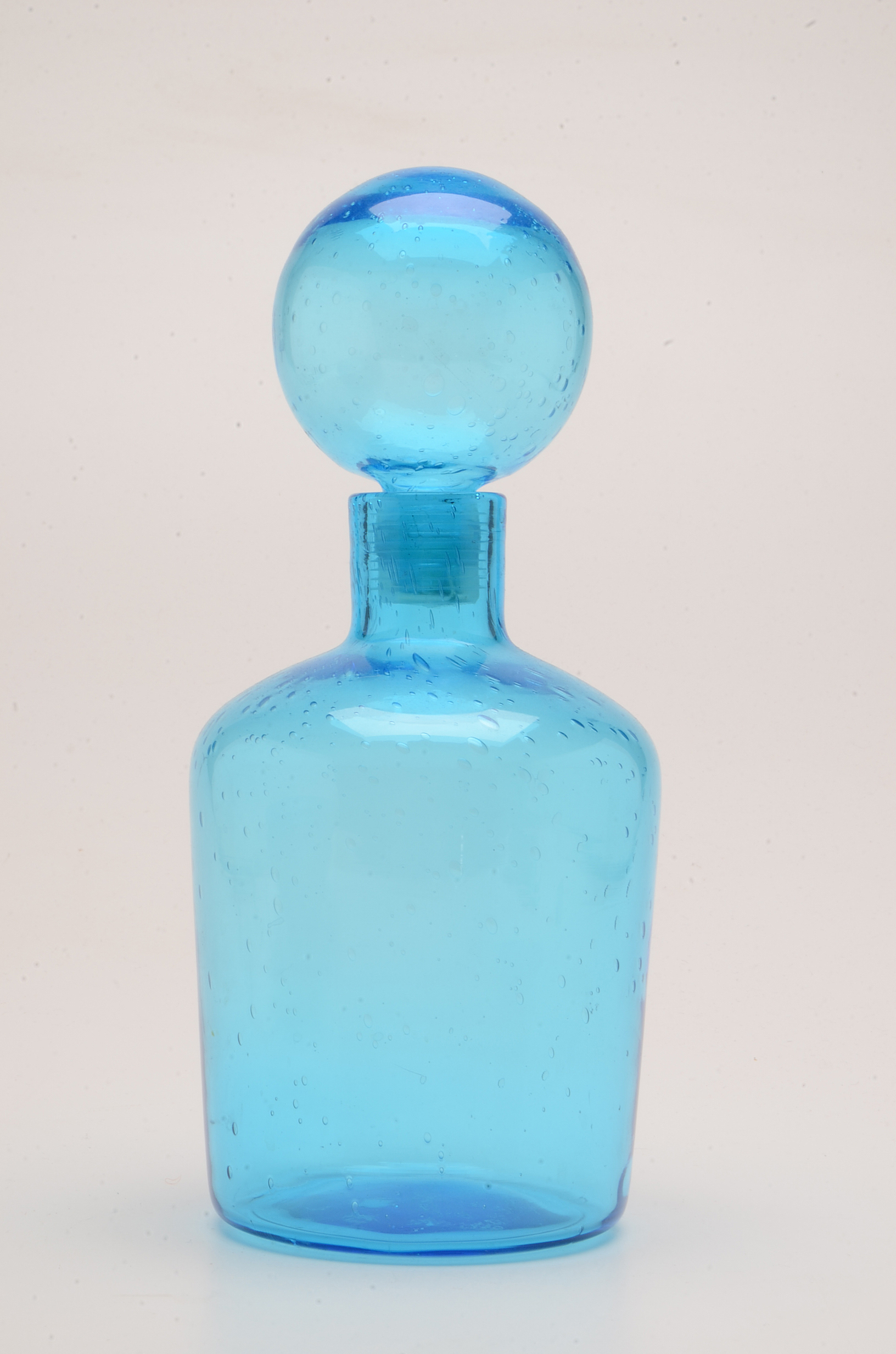 Blue Blenko Style Decanter and Bowl