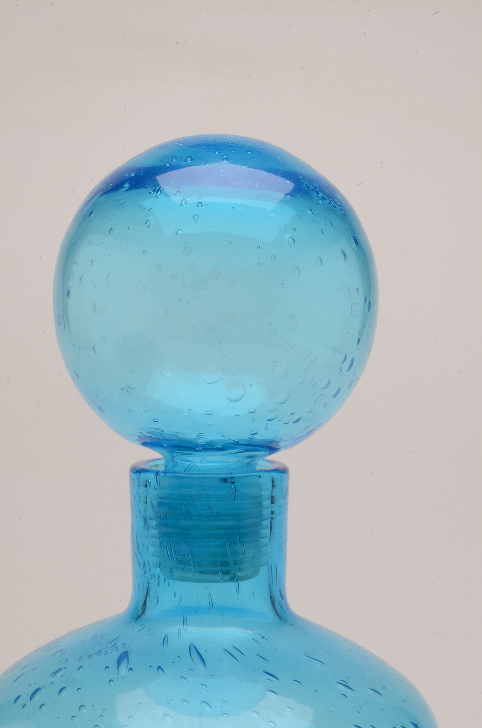 Blue Blenko Style Decanter and Bowl