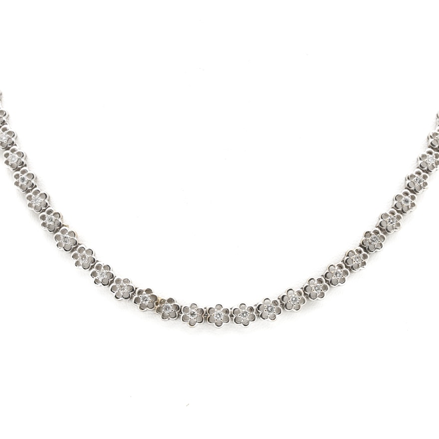 18K White Gold and 2.32 CTW Diamond Choker