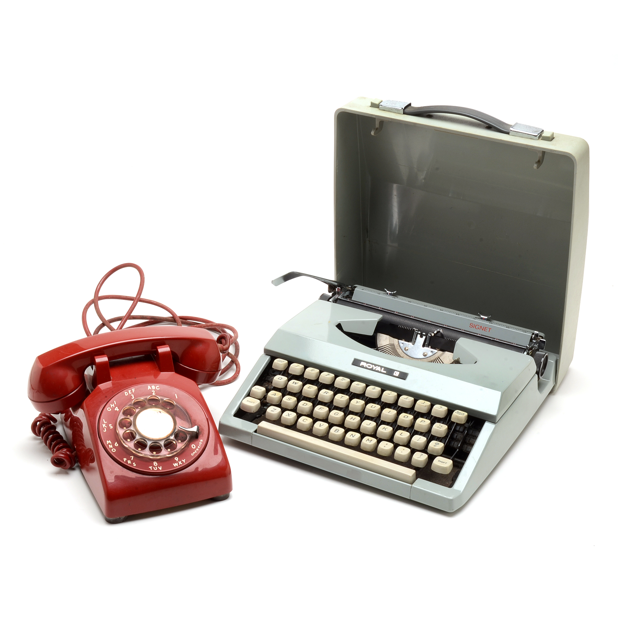 Vintage Typewriter and Rotary Telephone