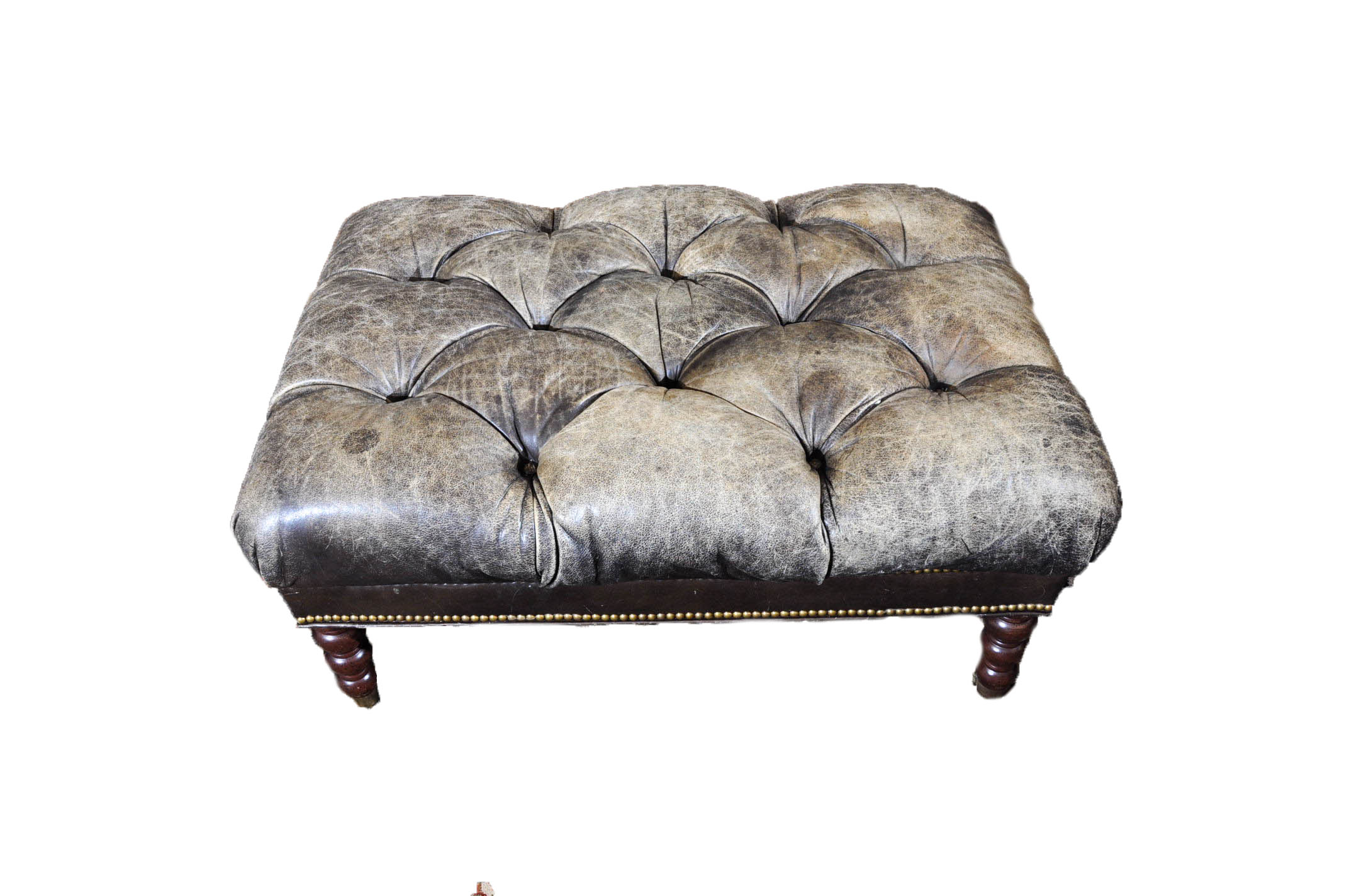Tufted Leather Ottoman