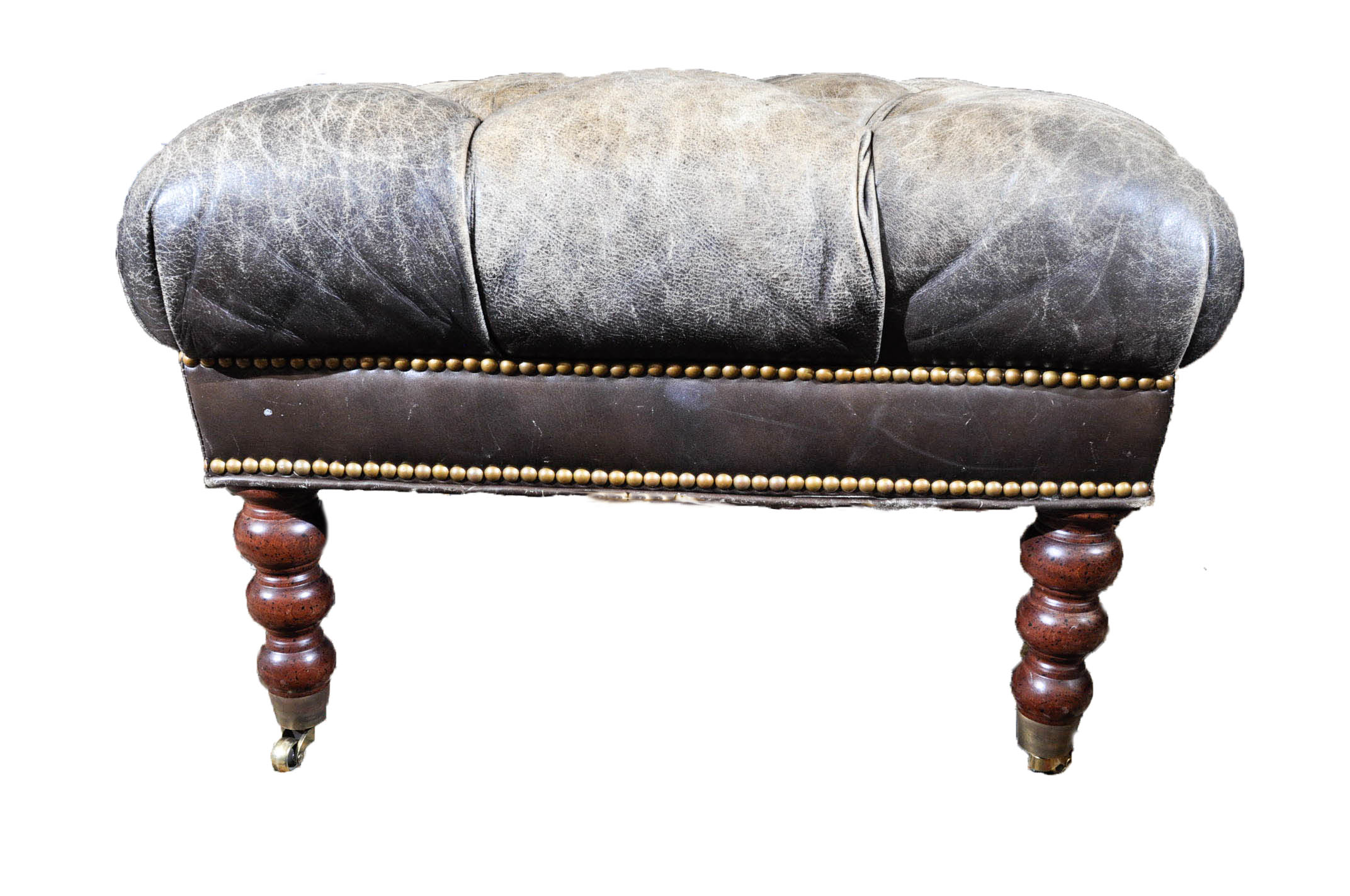 Tufted Leather Ottoman