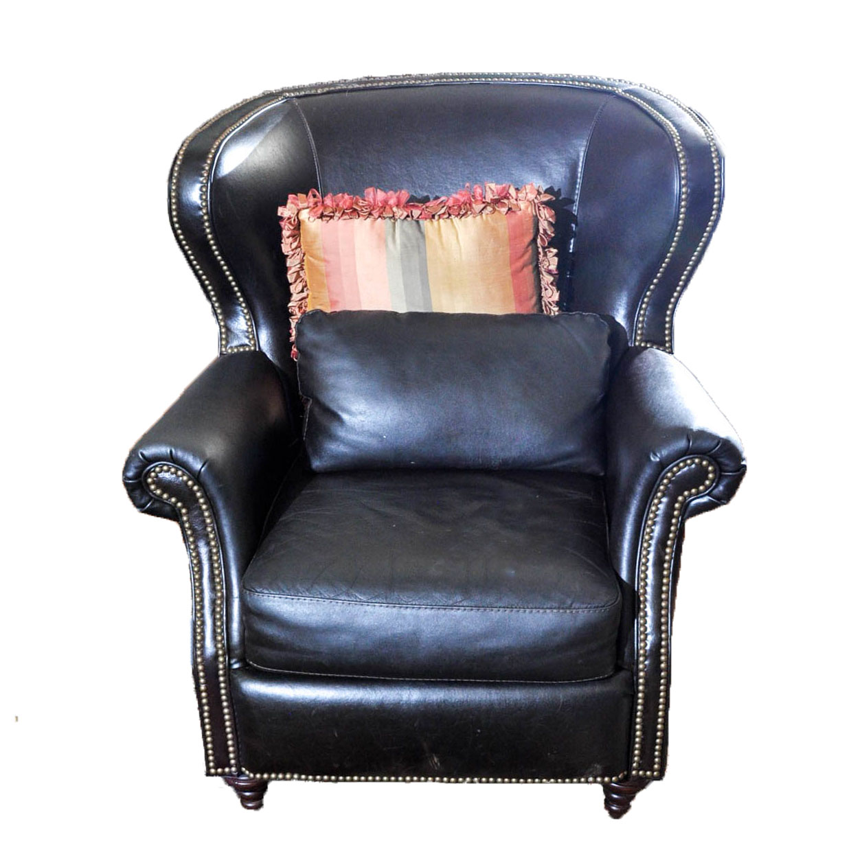 Brown Leather Wingback Armchair