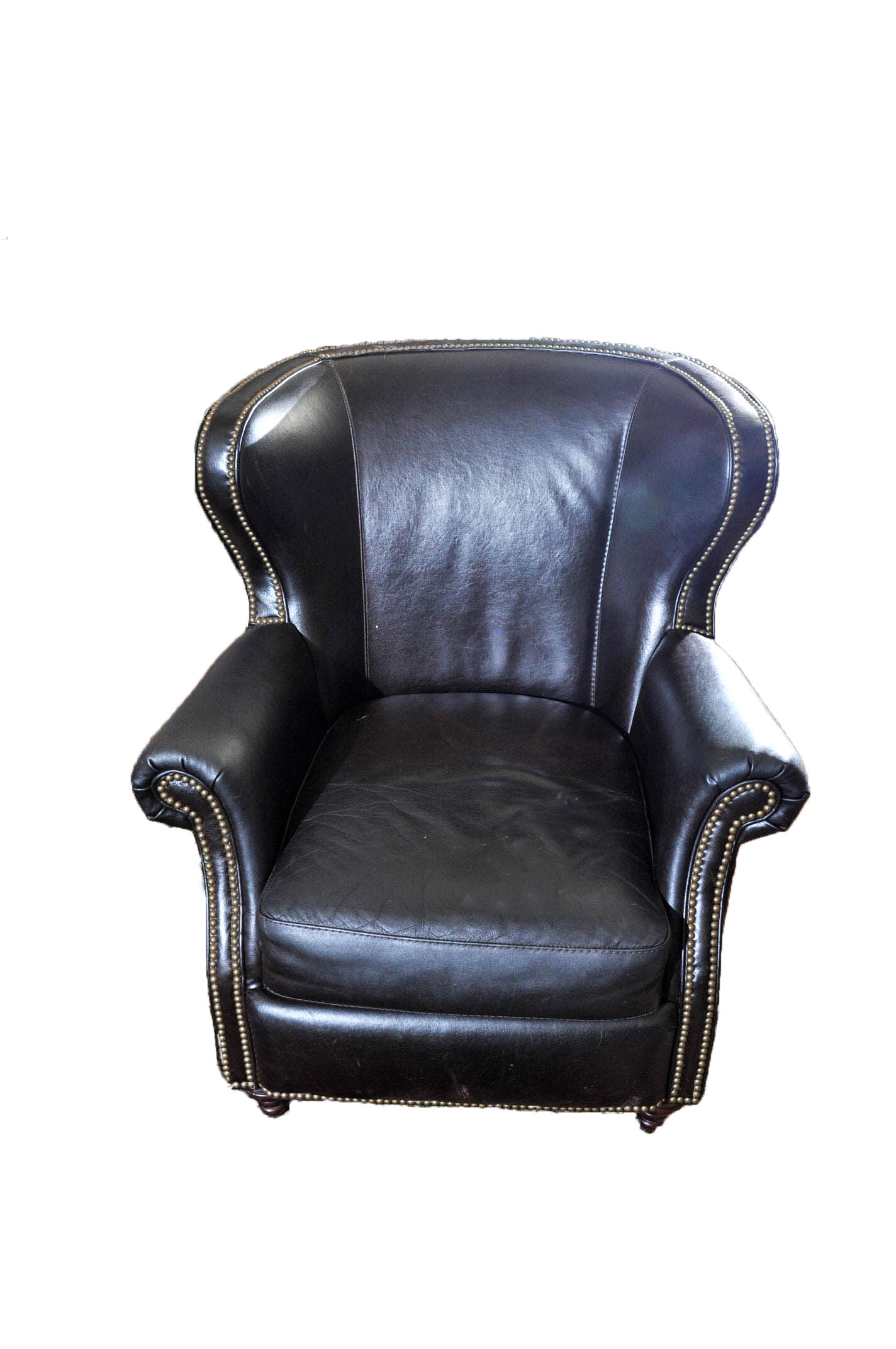 Brown Leather Wingback Armchair