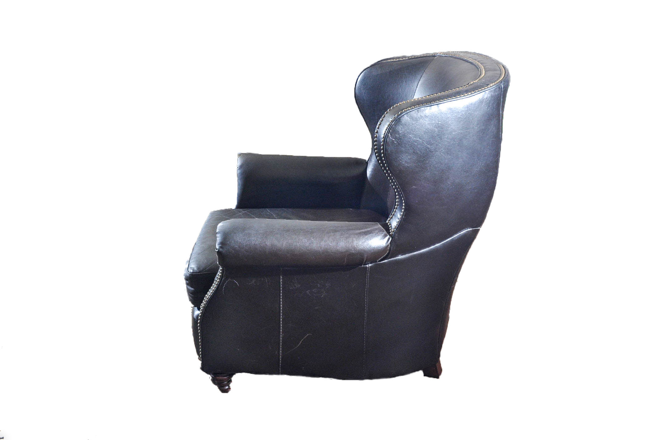 Brown Leather Wingback Armchair