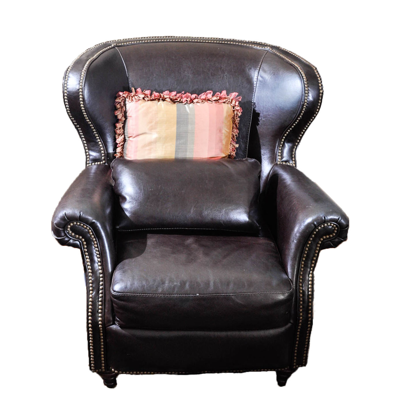 Brown Leather Wingback Armchair