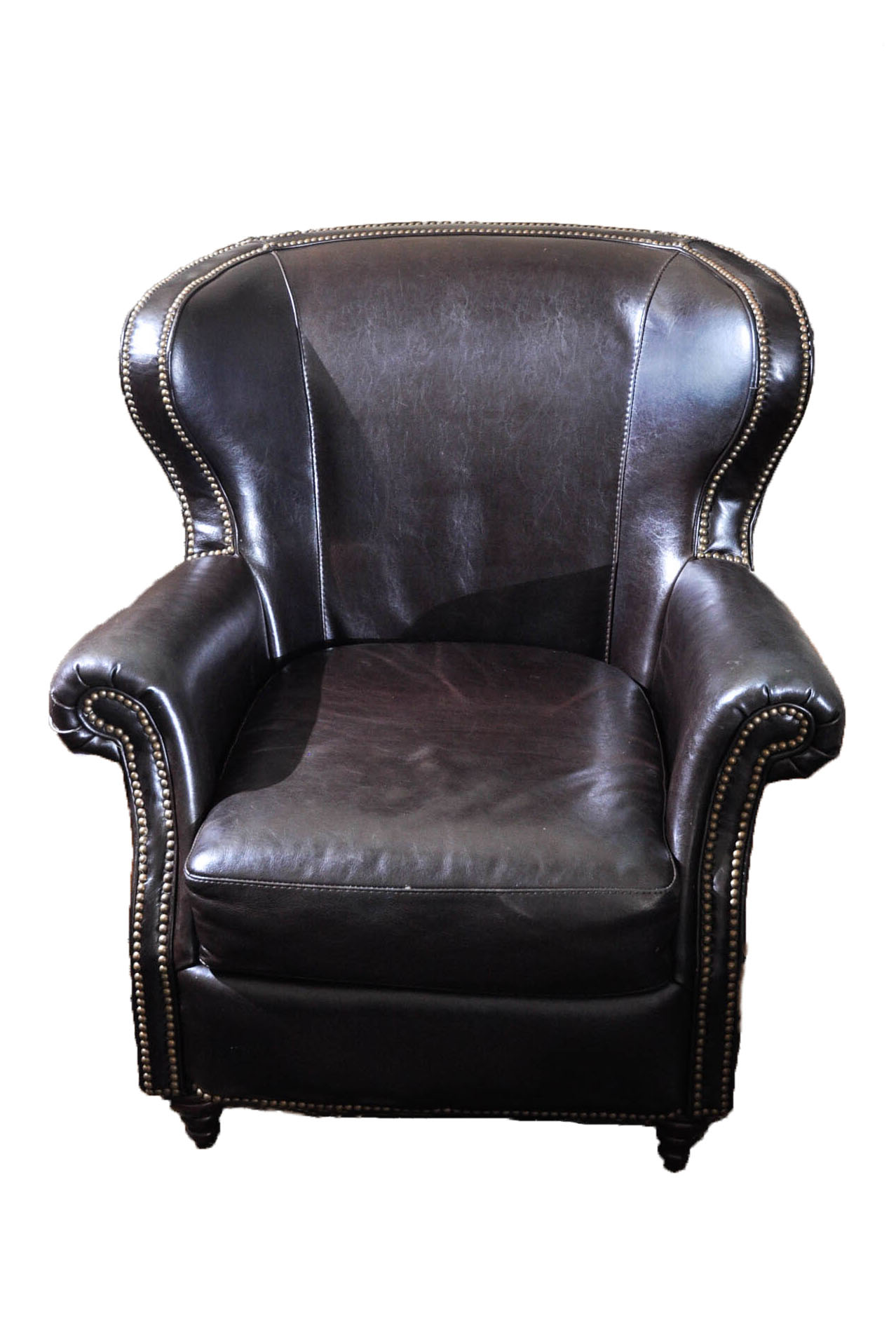 Brown Leather Wingback Armchair