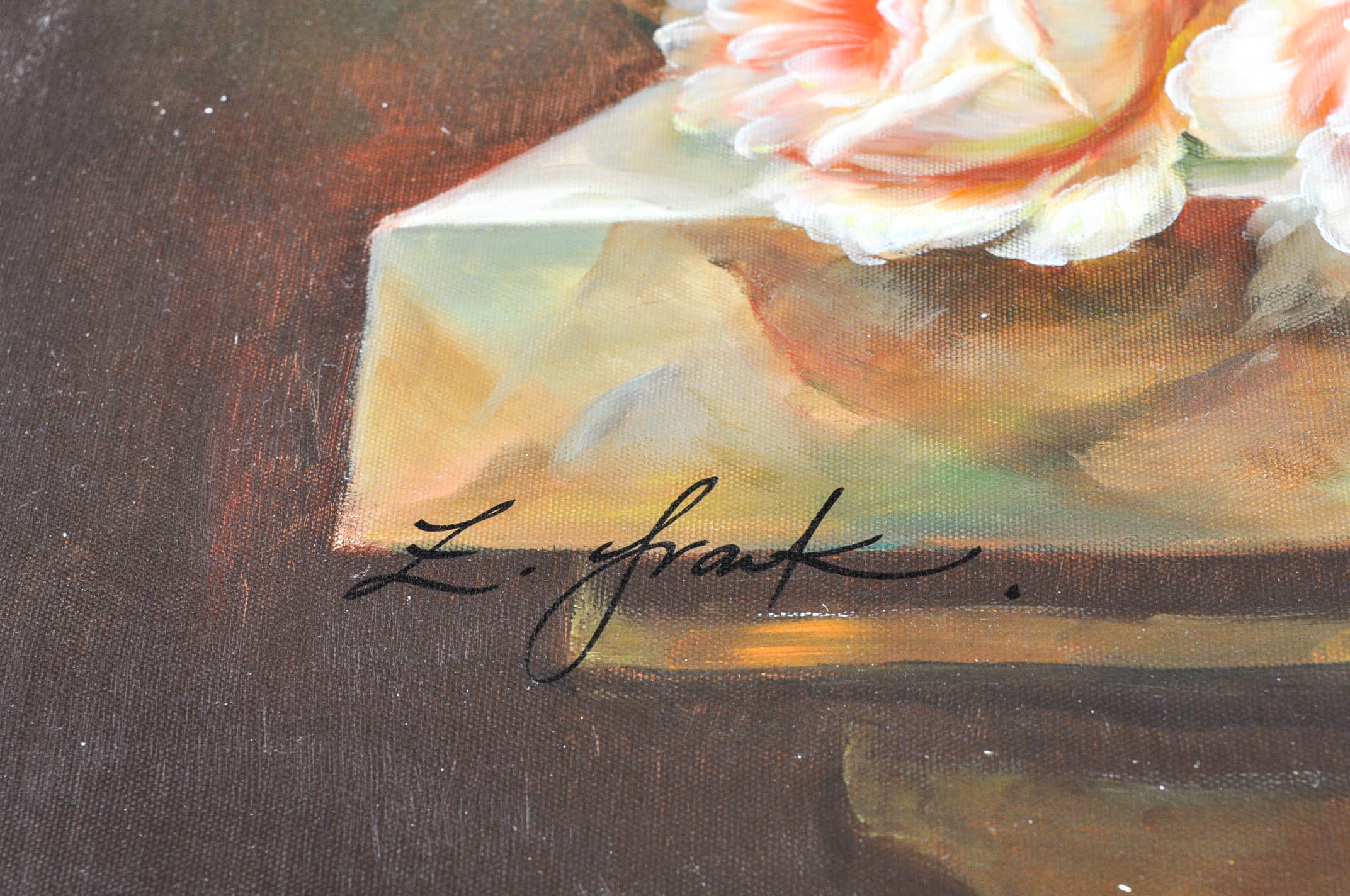 Original Oil Floral Still Life Painting on Canvas