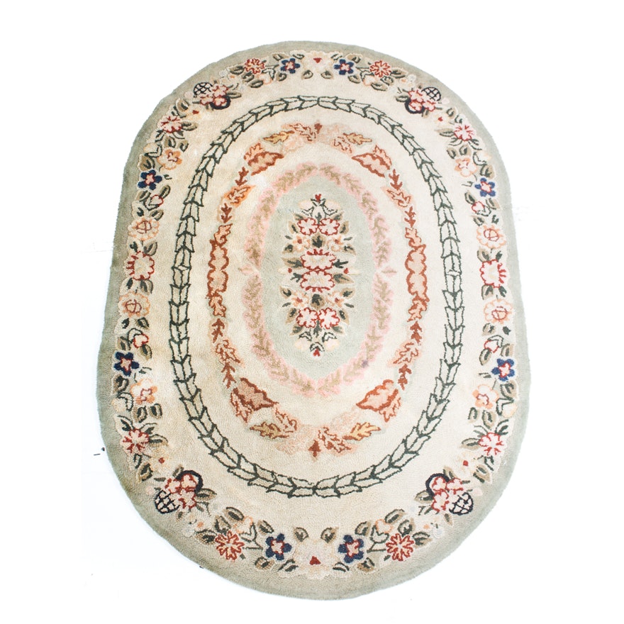 Semi-Antique Hand Hooked Oval Rug