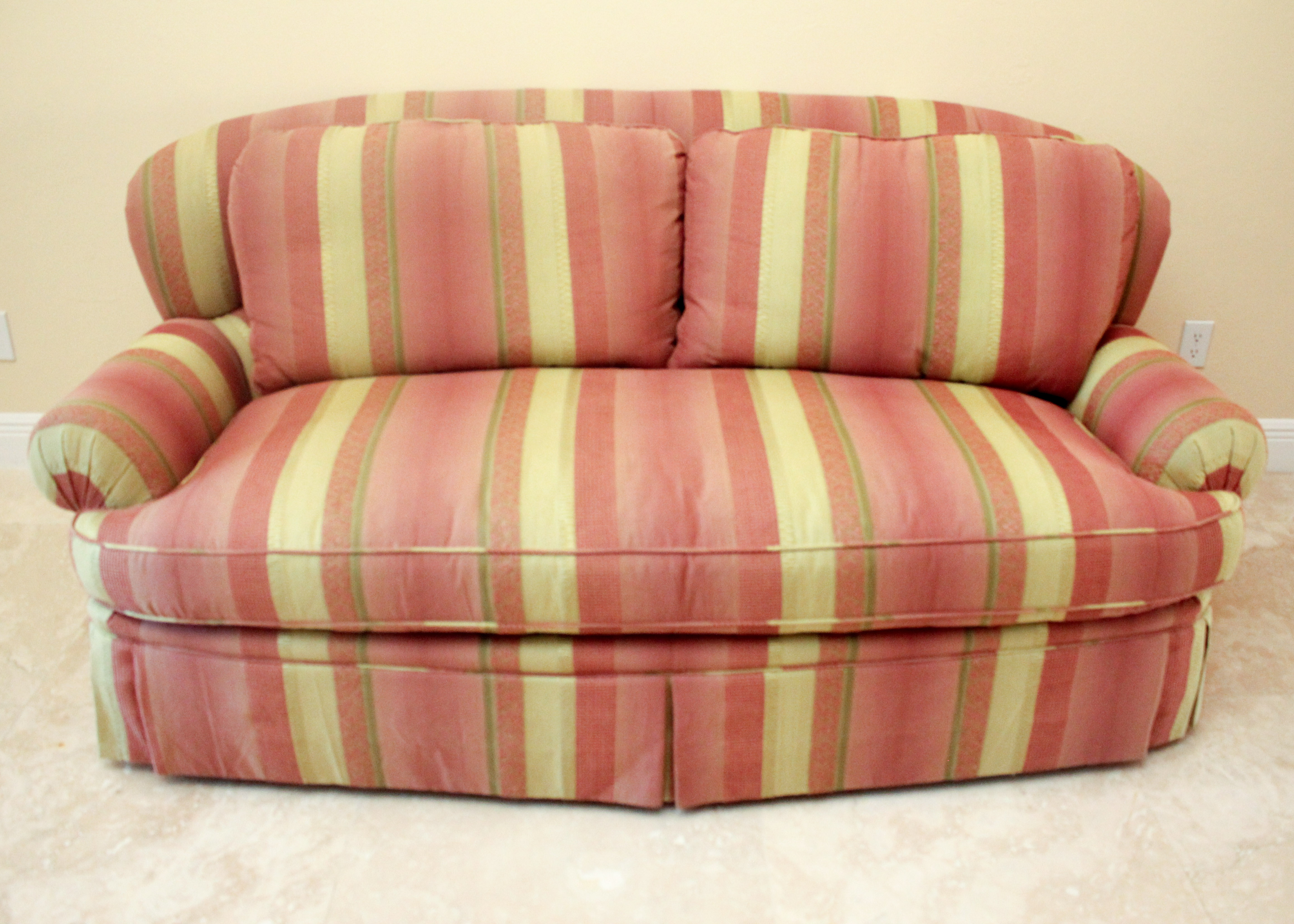 Pink and Green Striped Sofa by Pearson