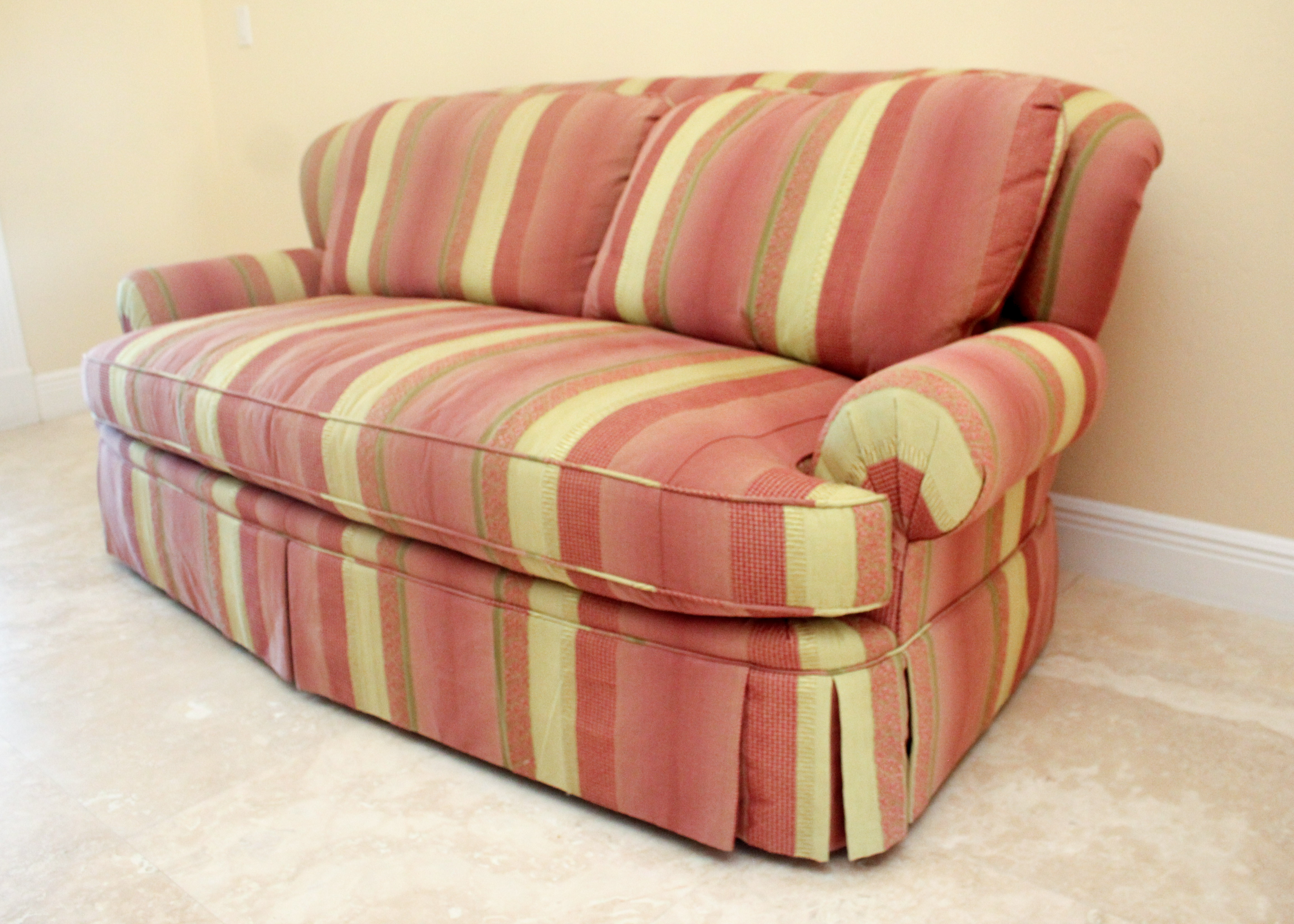 Pink and Green Striped Sofa by Pearson