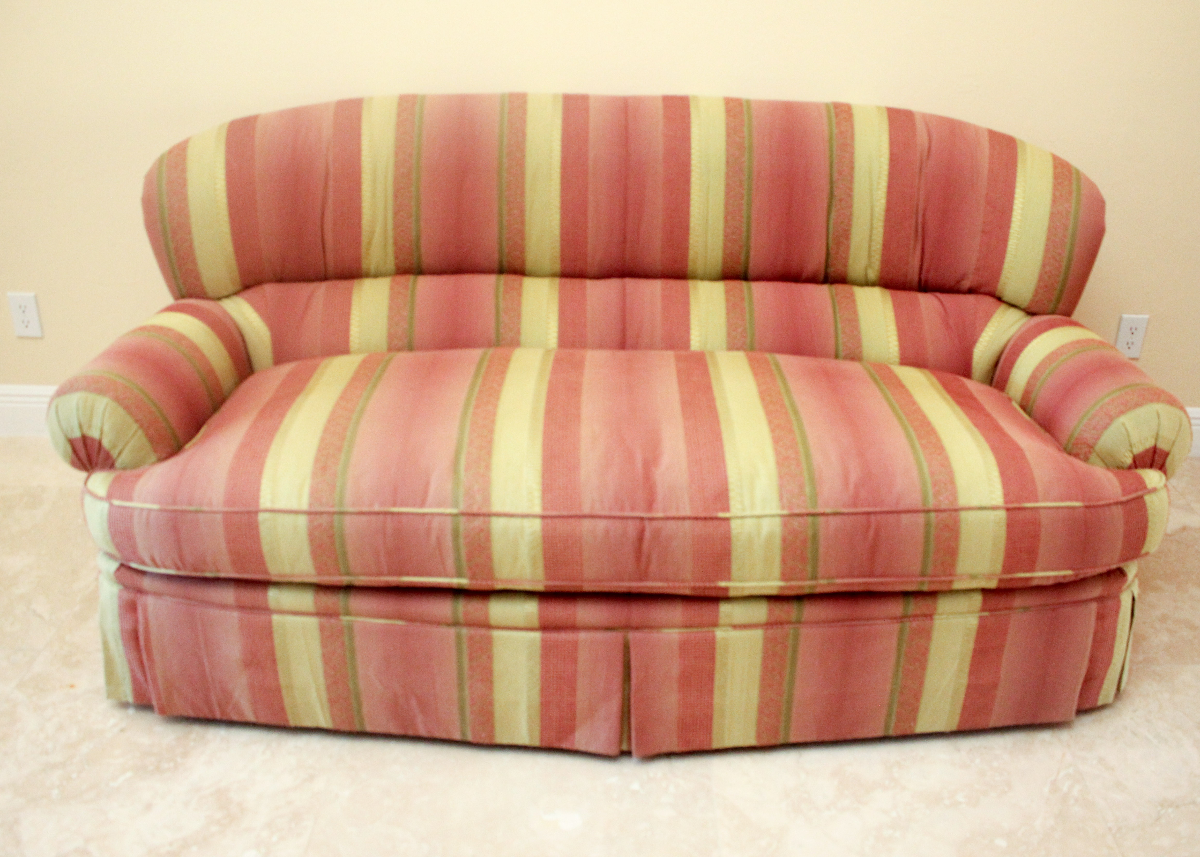Pink and Green Striped Sofa by Pearson