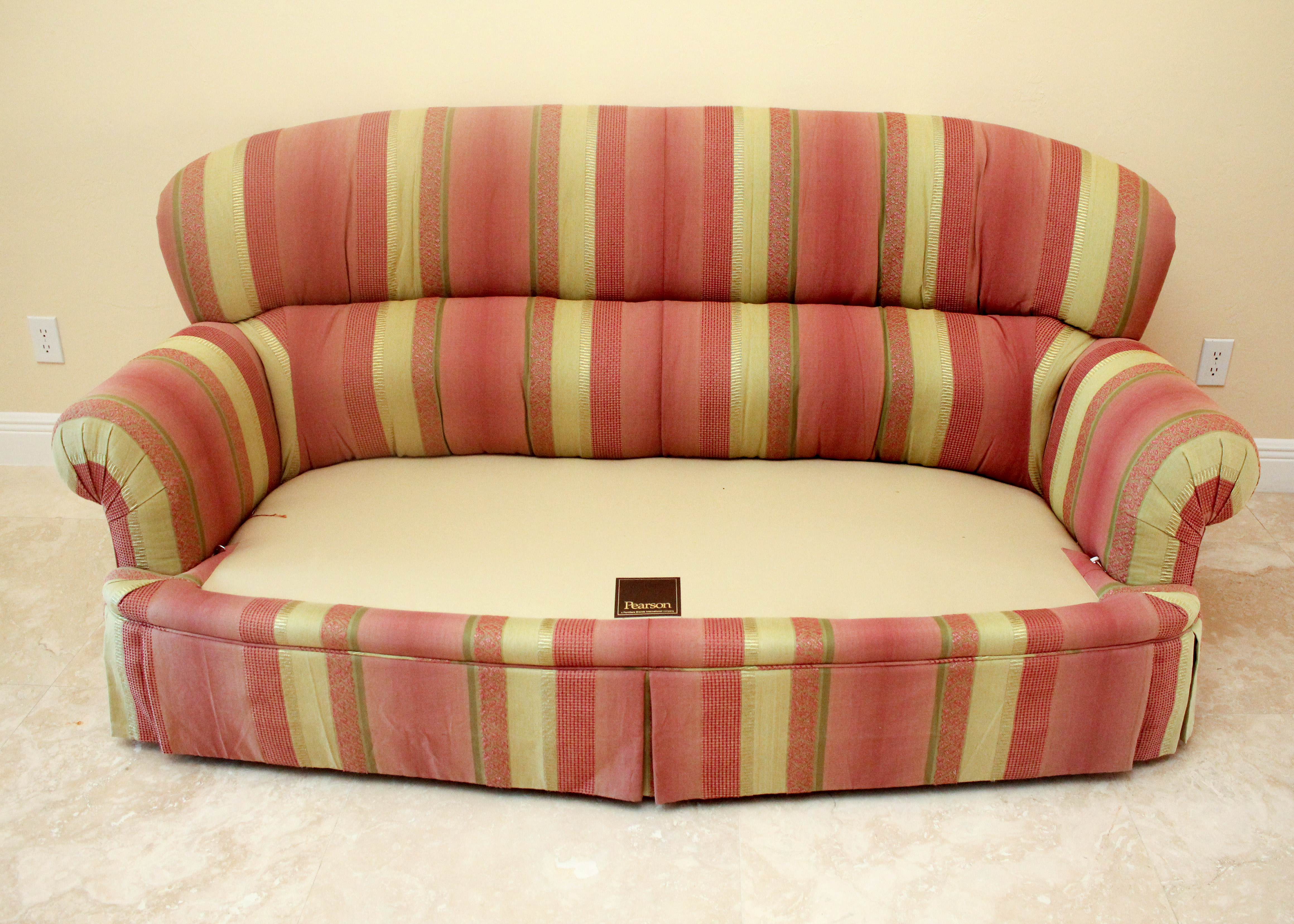 Pink and Green Striped Sofa by Pearson
