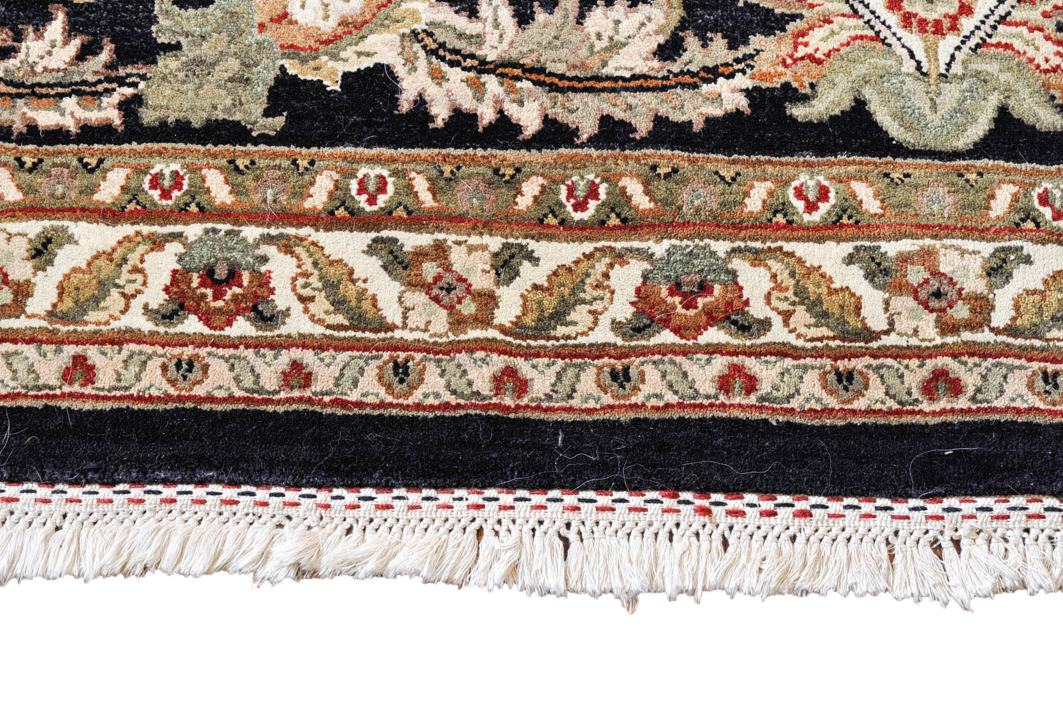 Ornate Hand-Knotted Kashmir-Style Wool Area Rug