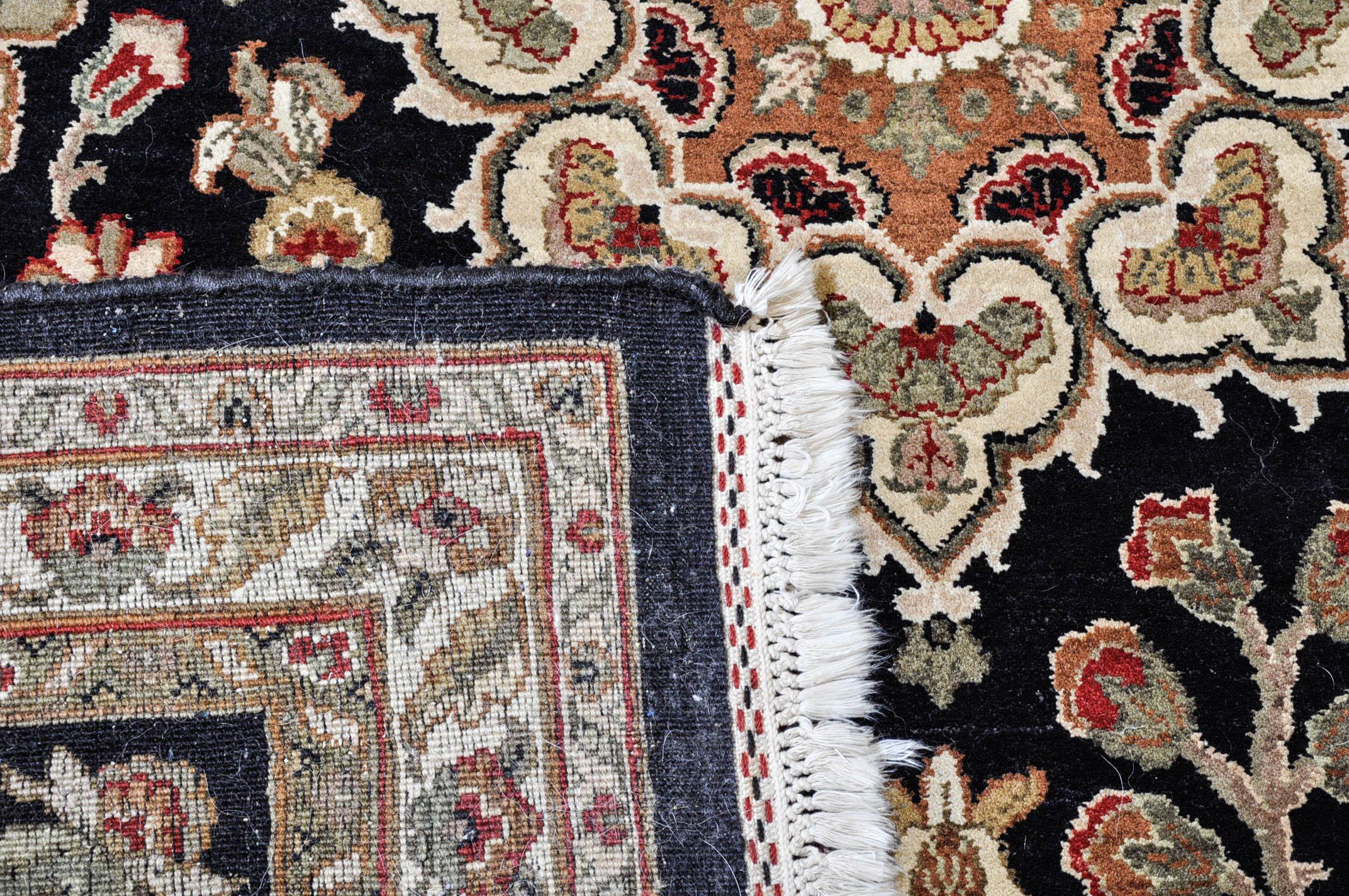 Ornate Hand-Knotted Kashmir-Style Wool Area Rug