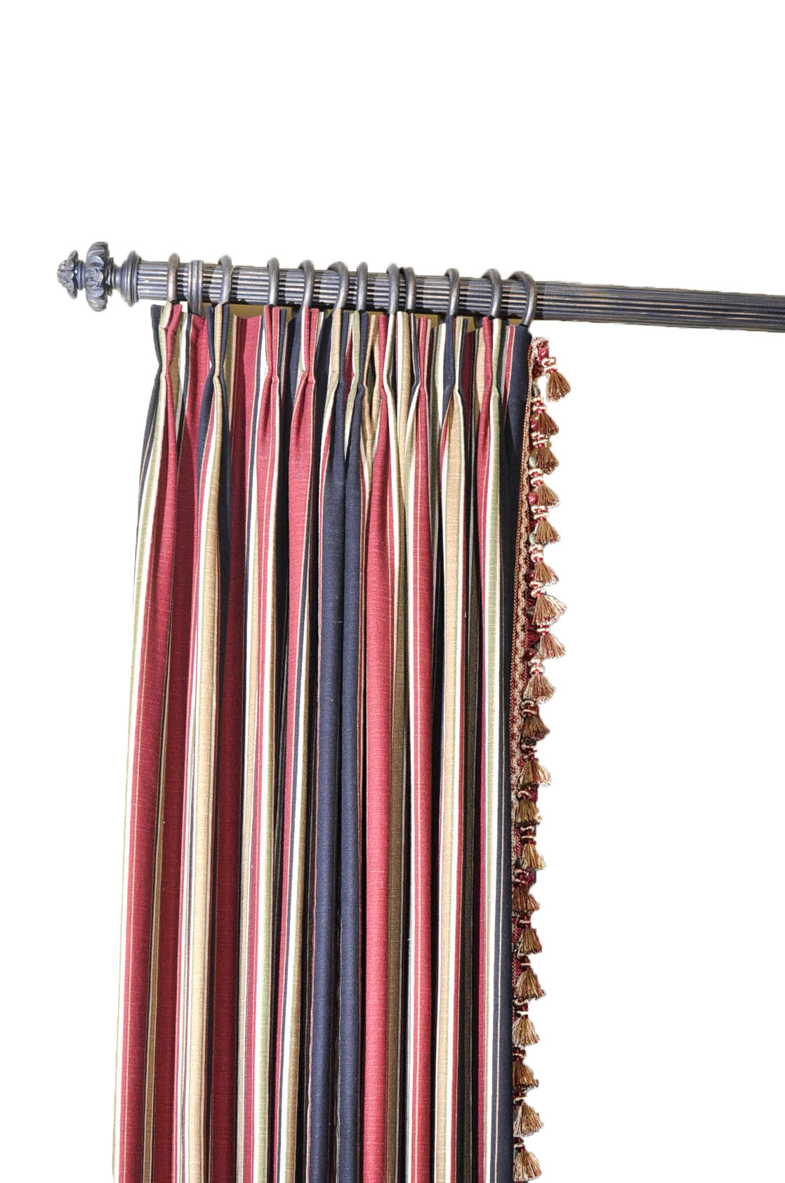 Custom Made Striped Drapery Set with Hardware