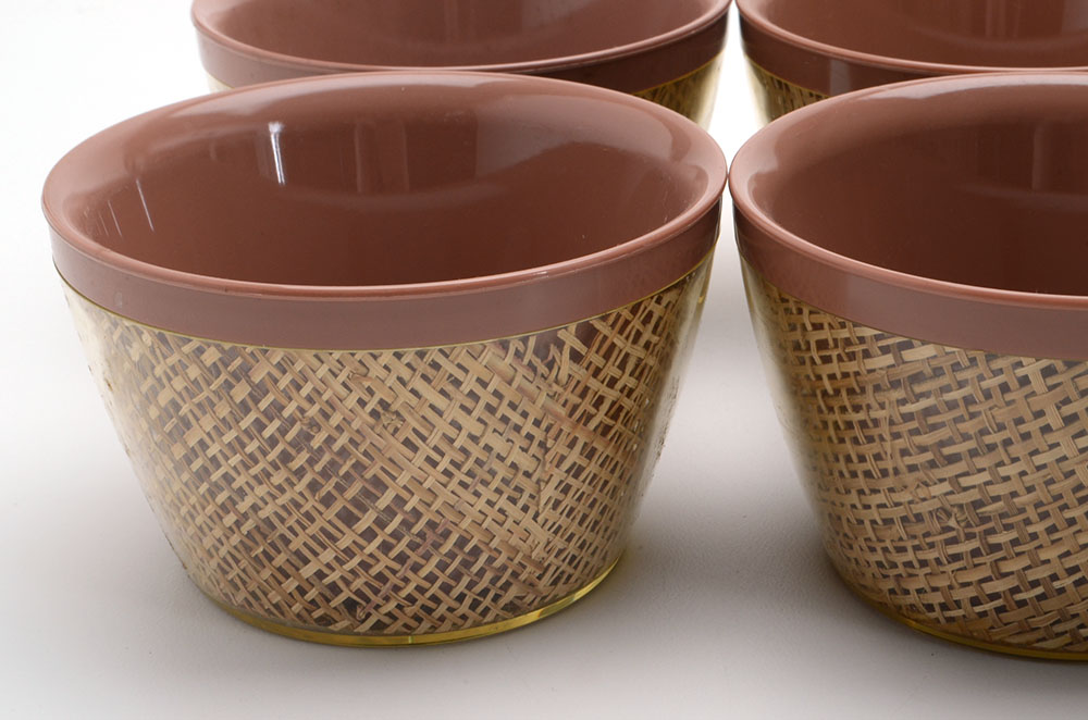Vintage Raffiaware Tumbler and Bowl Set