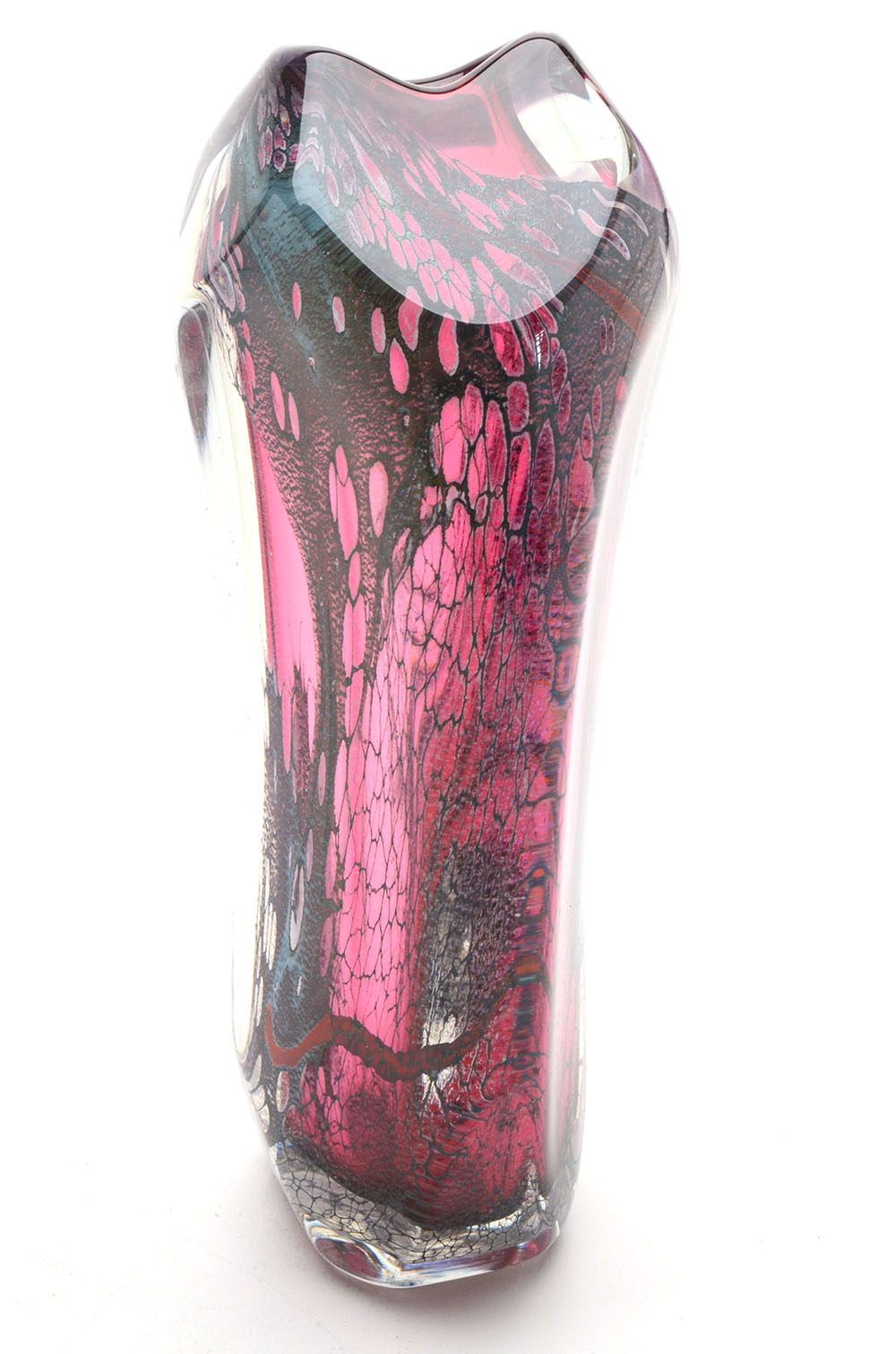 Signed Asymmetrical Blown Art Glass Vase