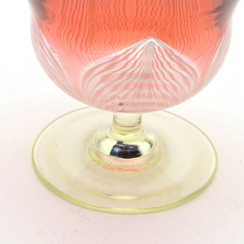 Durand Style Pulled Feather Art Glass Sherbet