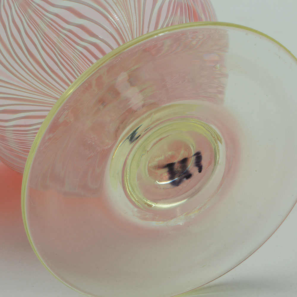 Durand Style Pulled Feather Art Glass Sherbet
