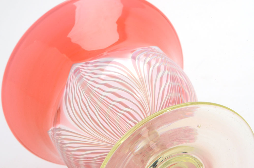 Durand Style Pulled Feather Art Glass Sherbet