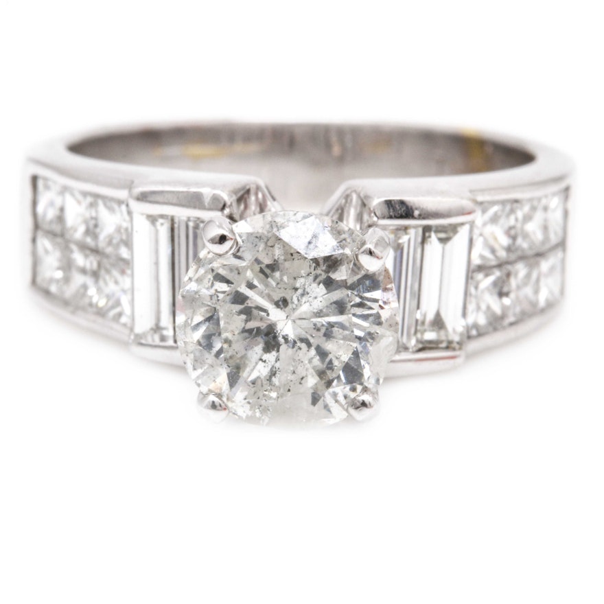 3.98 CTW 18K White Gold Diamond Ring